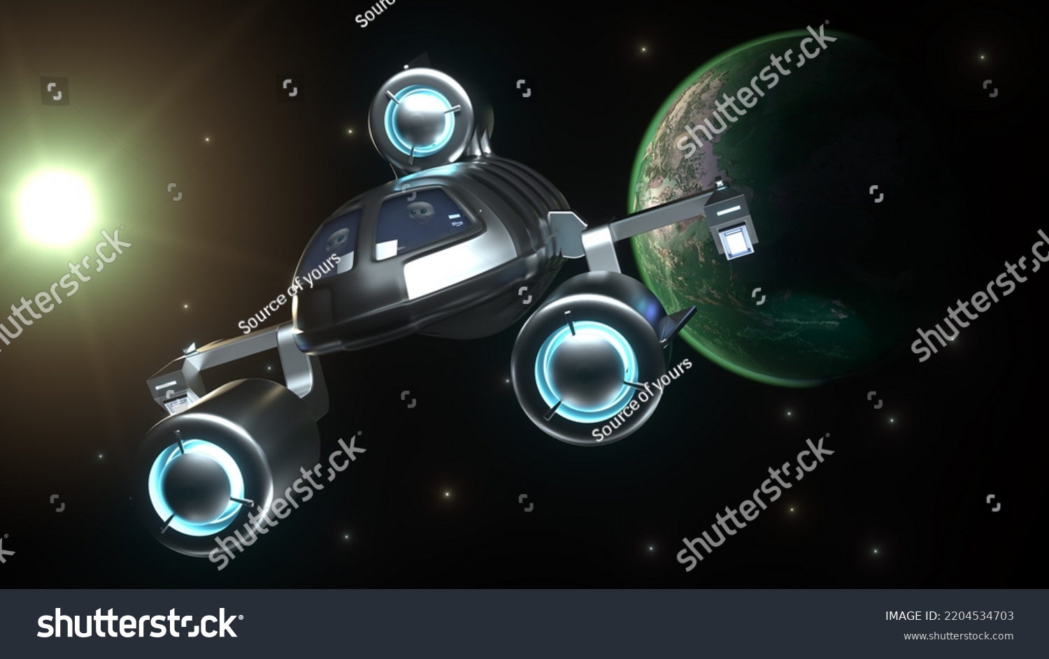 Alien Spaceship Leaving Alien Planet Ufo Stock Illustration 2204534703 ...