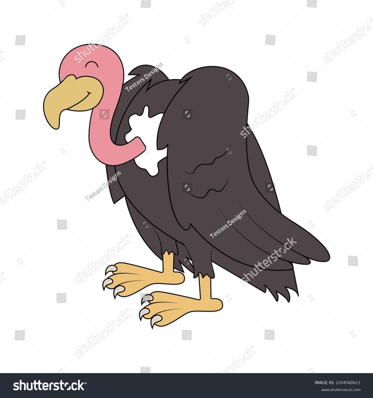 Cute Cartoon Vulture V Letter Vulture Stock Vector (Royalty Free ...