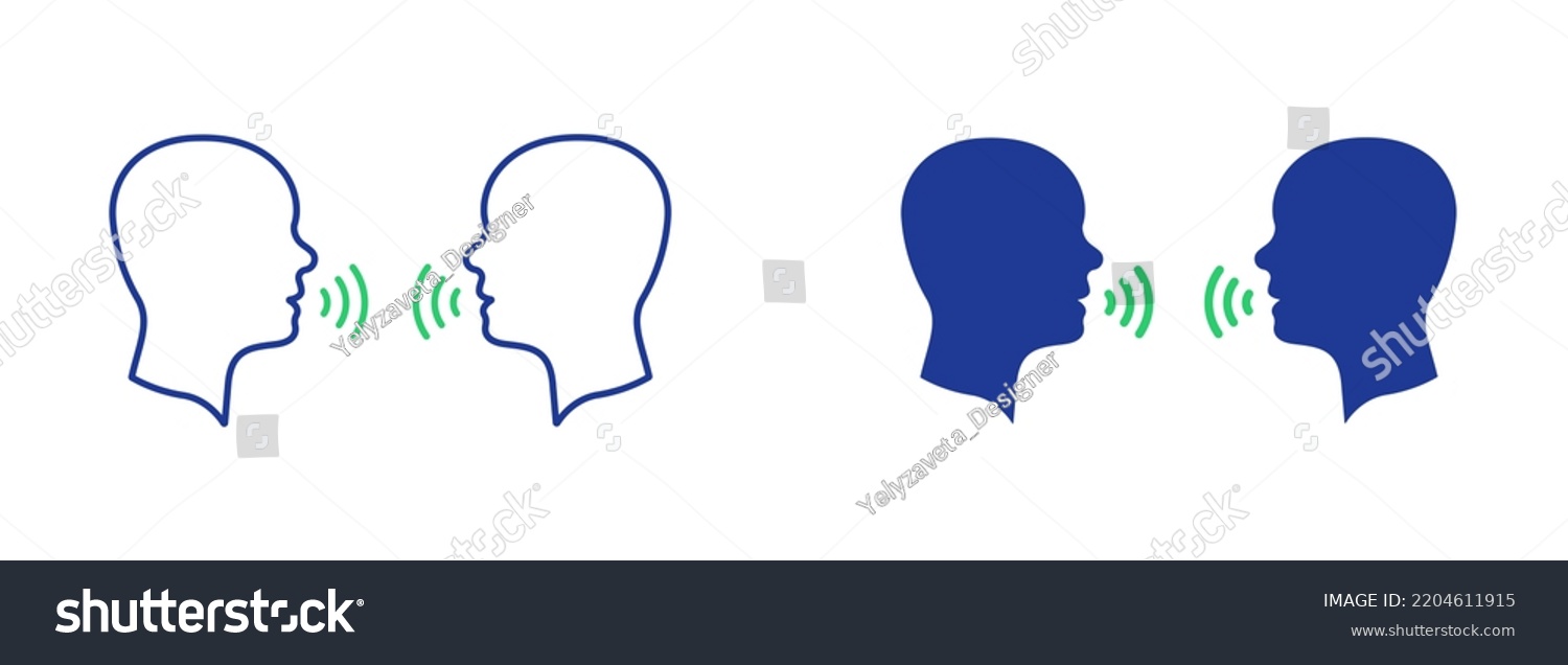 Two Man Talk Silhouette Line Icon Stock Vector Royalty Free