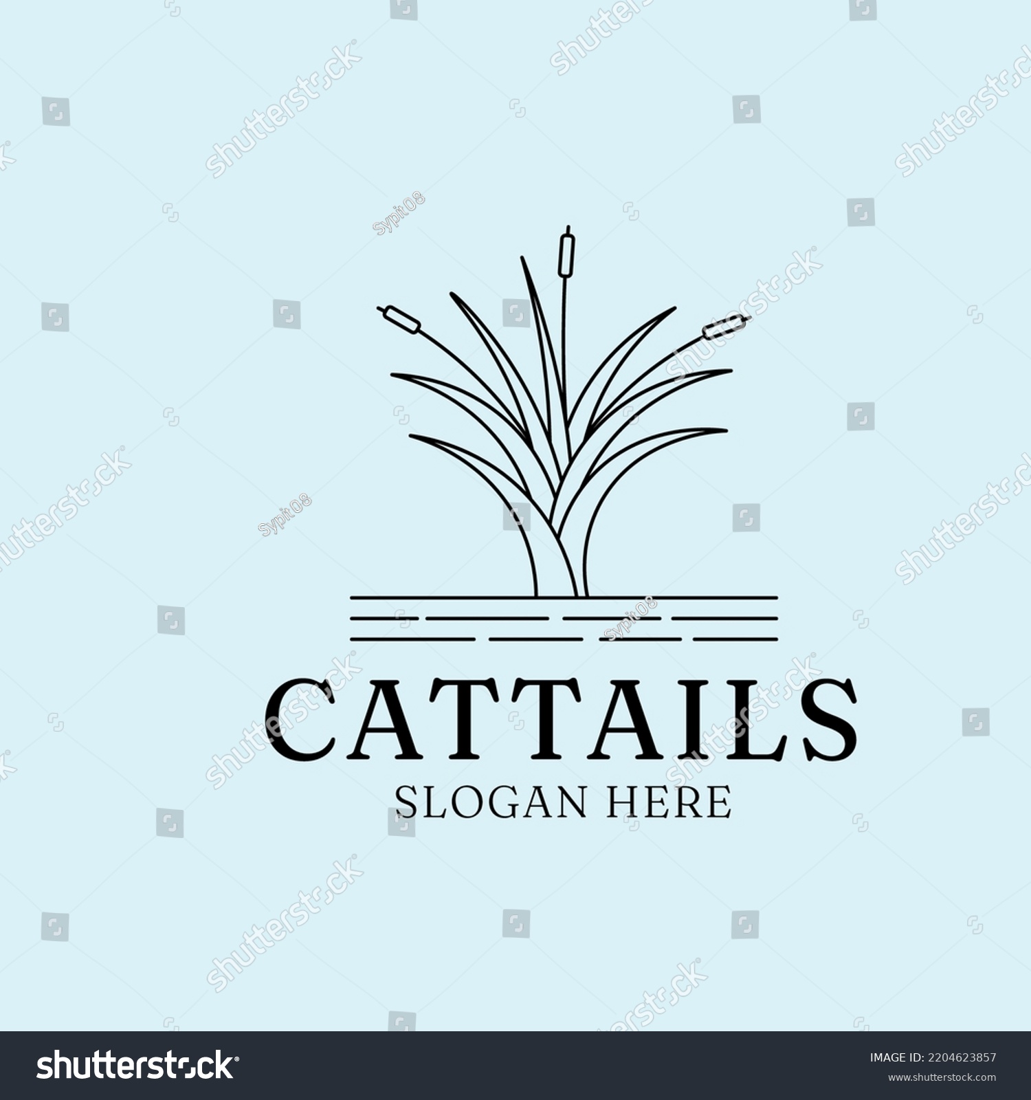 Cattails Line Art Logo Icon Symbol Stock Vector (Royalty Free ...