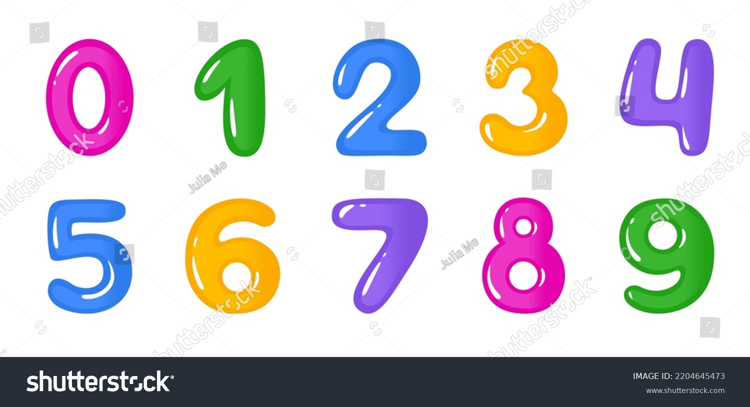 Set Cute Cartoon Kids Numbers Vector Stock Vector (Royalty Free ...