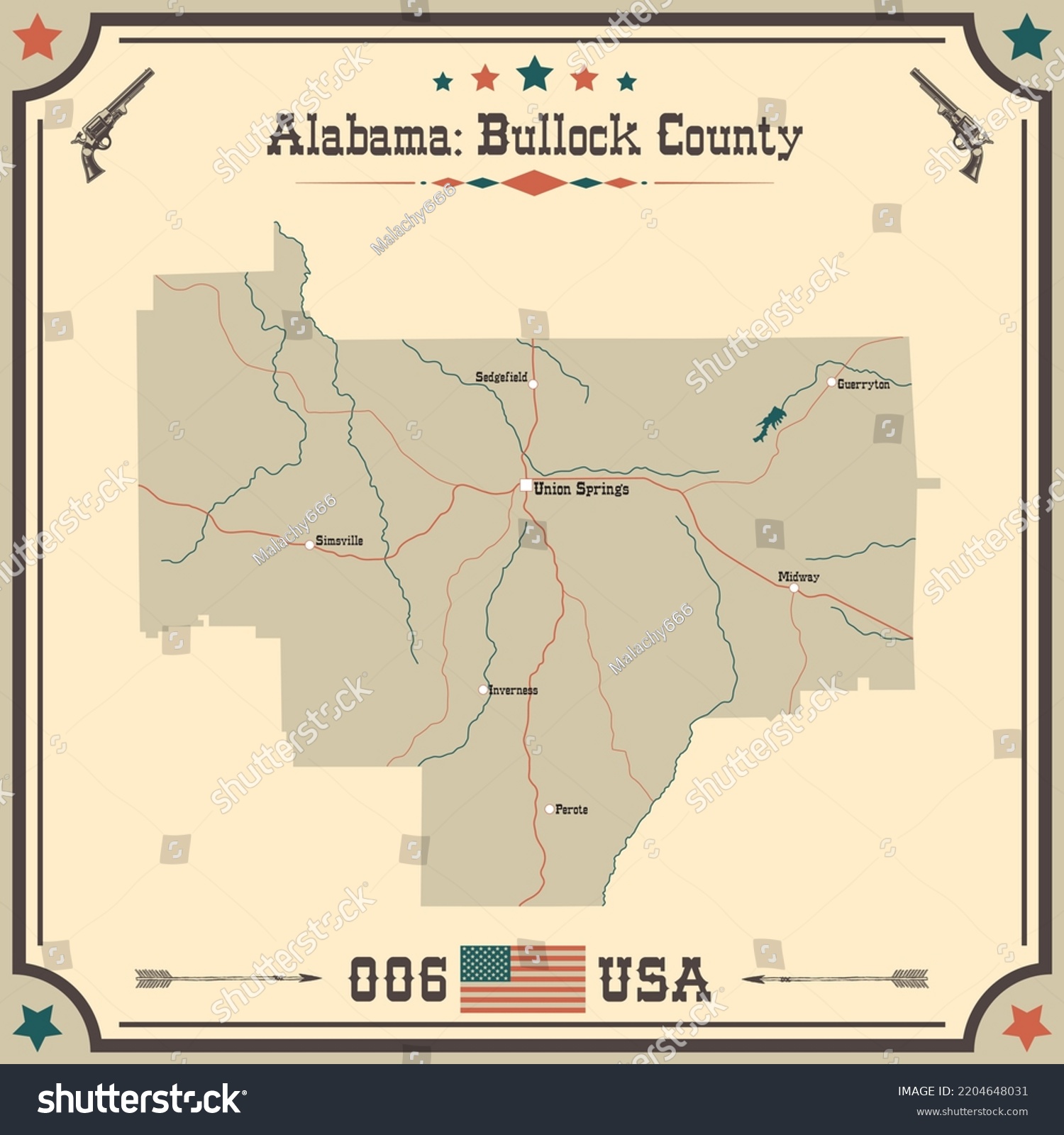 Large Accurate Map Bullock County Alabama Stock Vector Royalty Free 2204648031 Shutterstock 2978