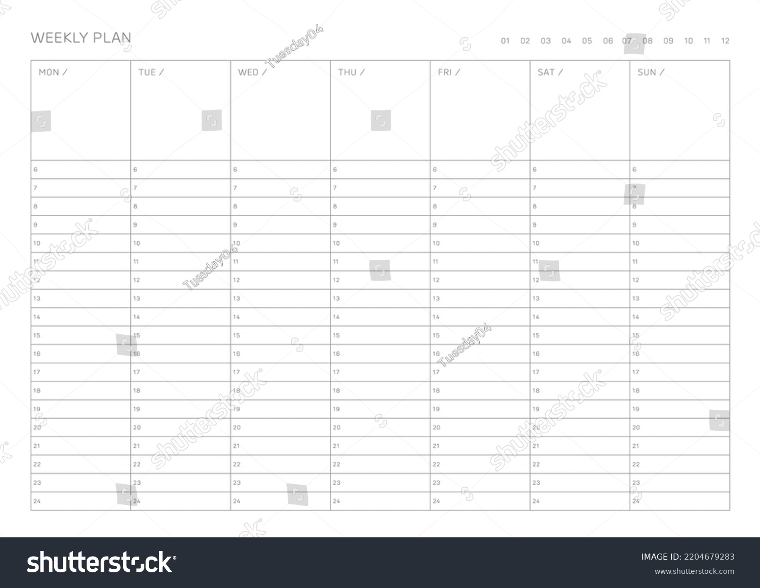 Weekly Plan Design Template Modern Simple Stock Vector (Royalty Free ...