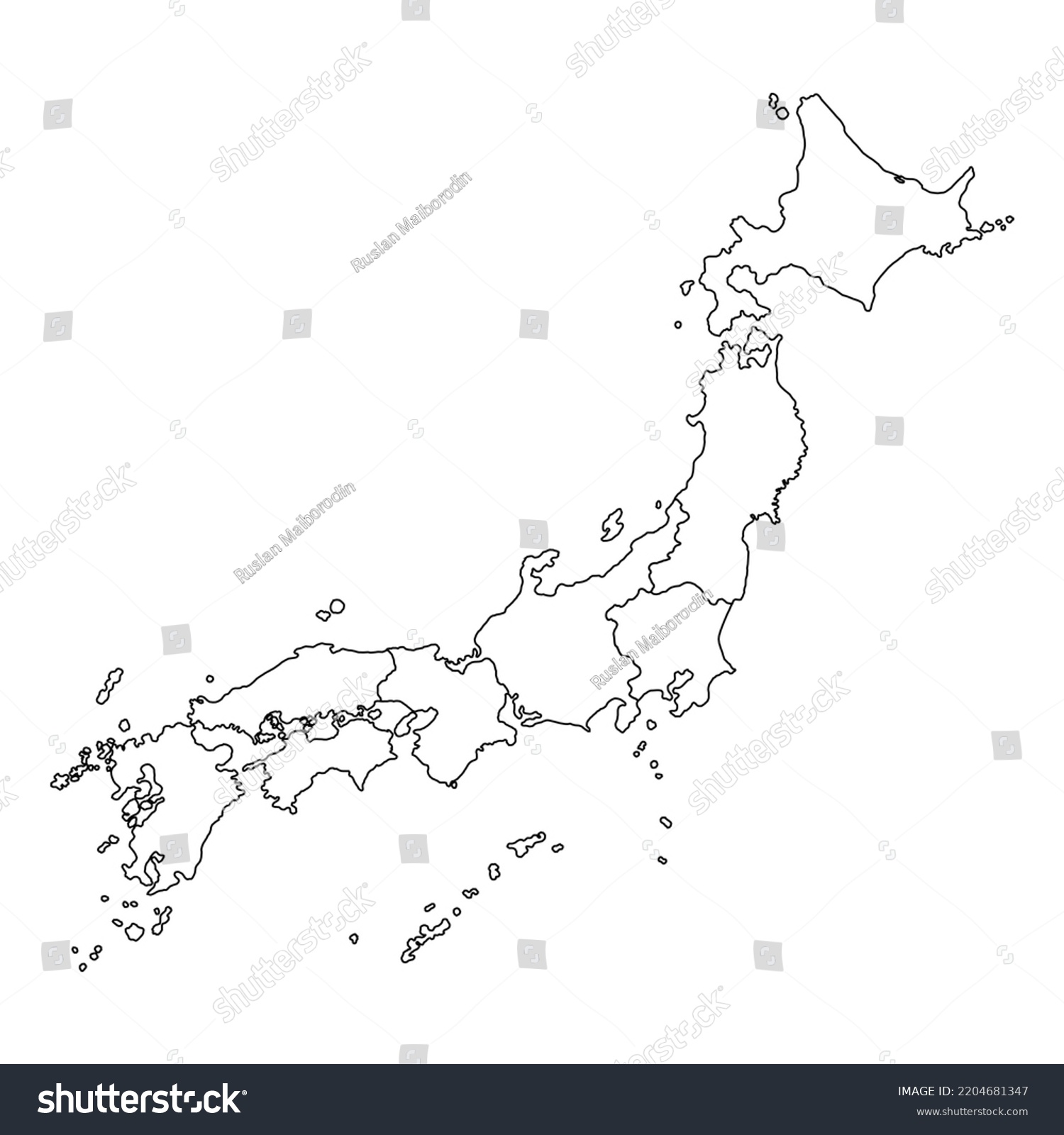 Japan Map Regions Vector Illustration Stock Vector (Royalty Free ...