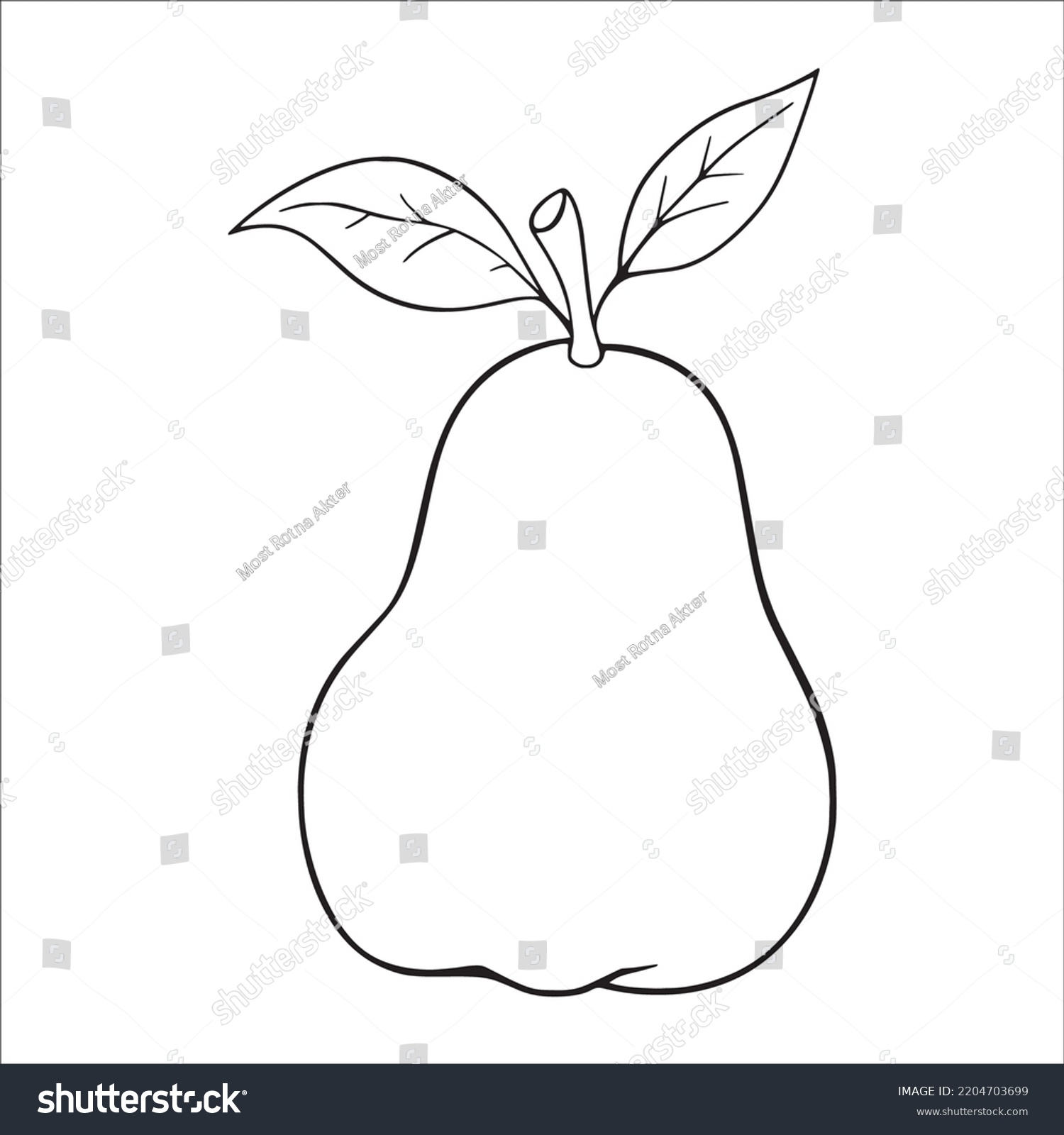 This Cute Beautiful Pear Line Art Stock Vector (Royalty Free ...