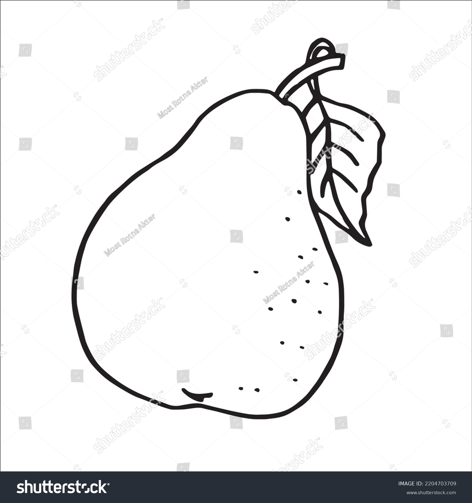 This Cute Beautiful Pear Line Art Stock Vector (Royalty Free ...