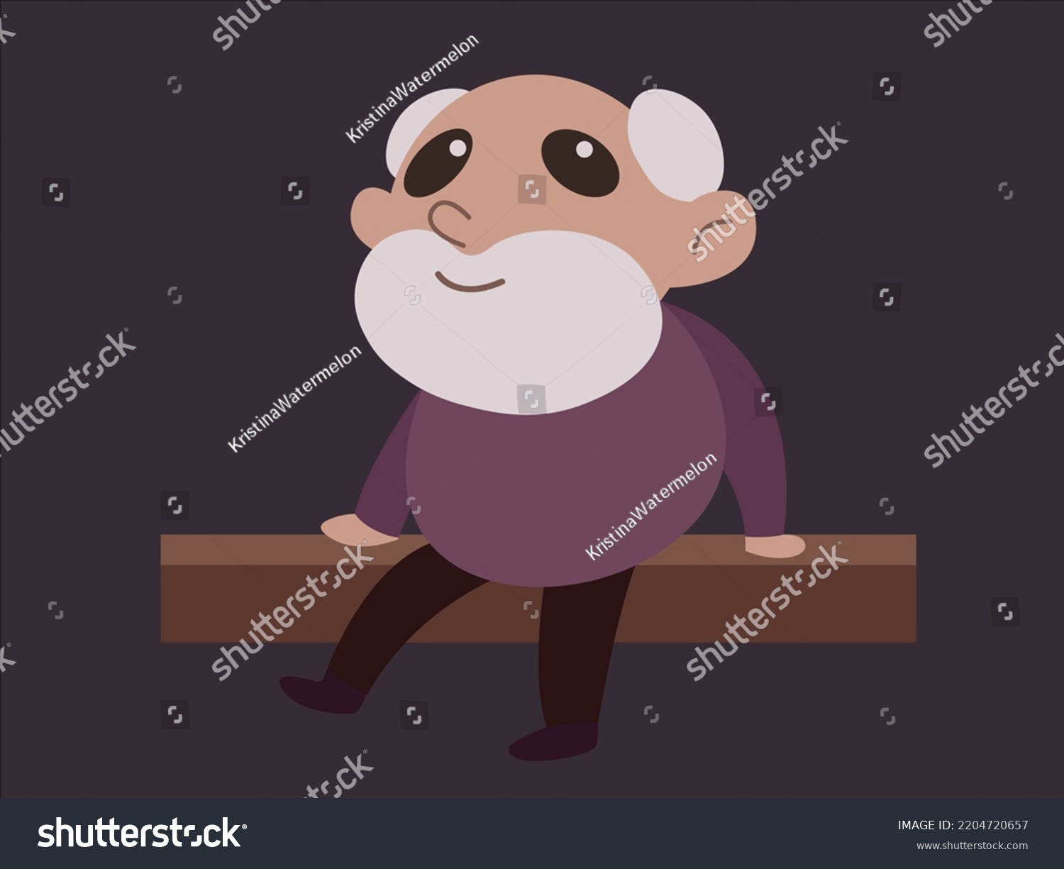 Happy Grandfather Sitting On Bench Calm Stock Vector (Royalty Free ...