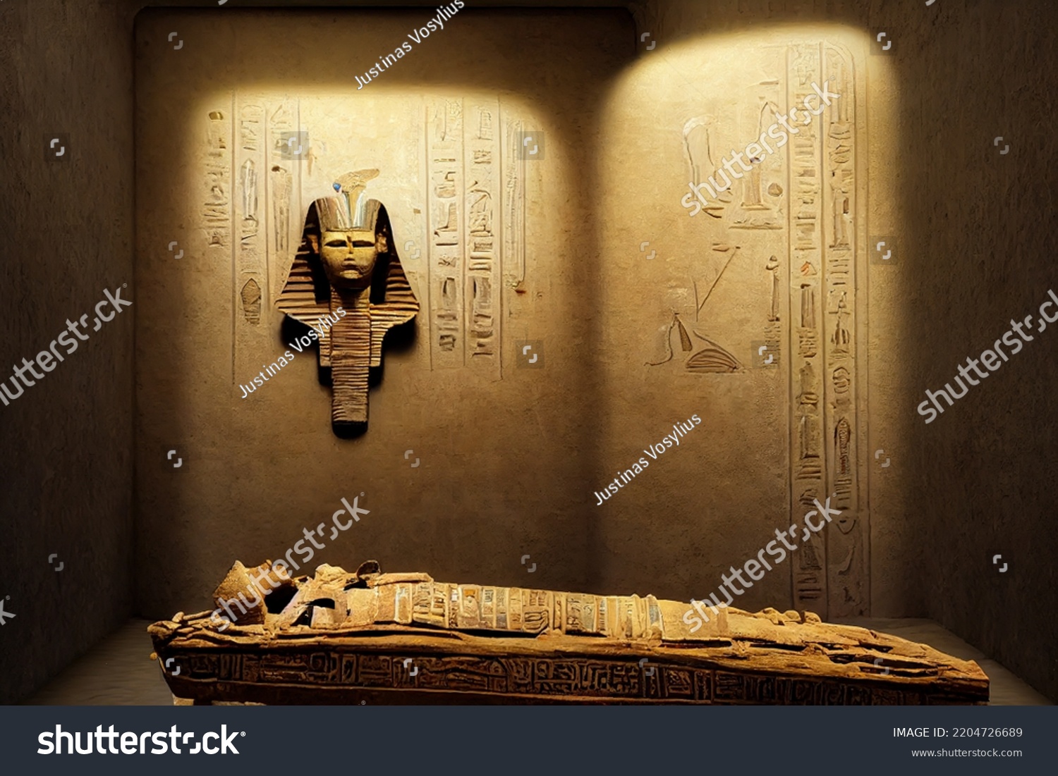 Tombstone Inside Egyptian Pyramid Secret Royal Stock Illustration