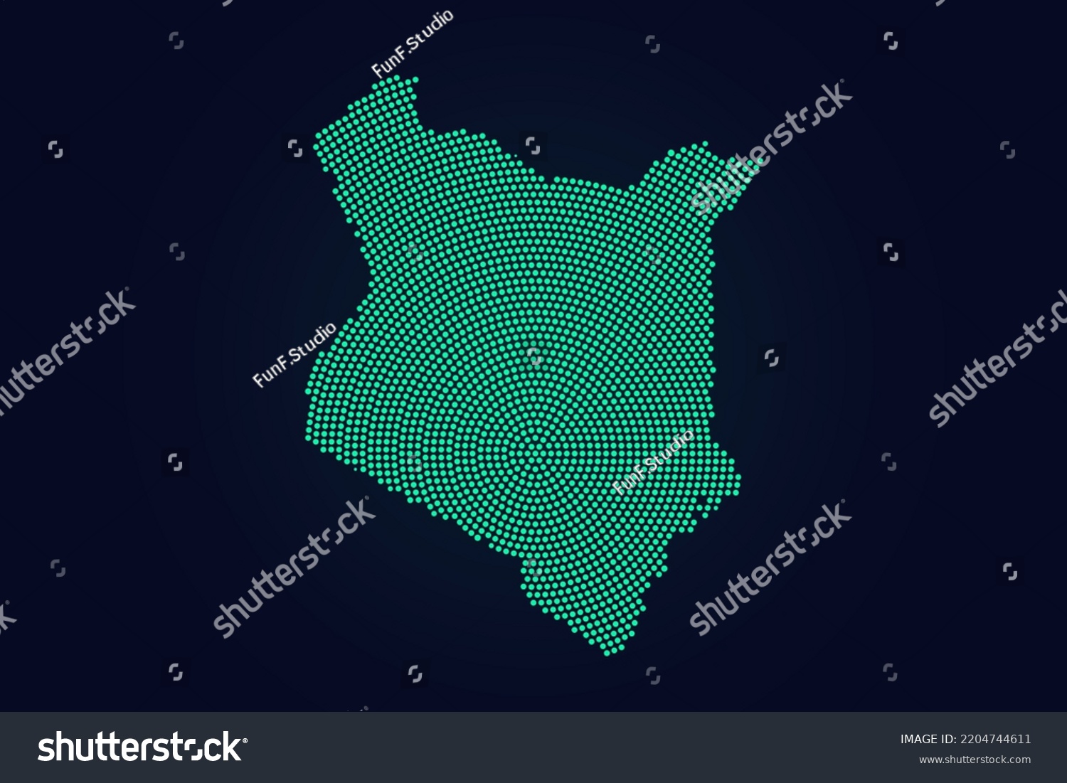 Kenya Map World Map Vector Template Stock Vector Royalty Free   Stock Vector Kenya Map World Map Vector Template With Green Dots Grid Grunge Halftone Style Isolated On 2204744611 