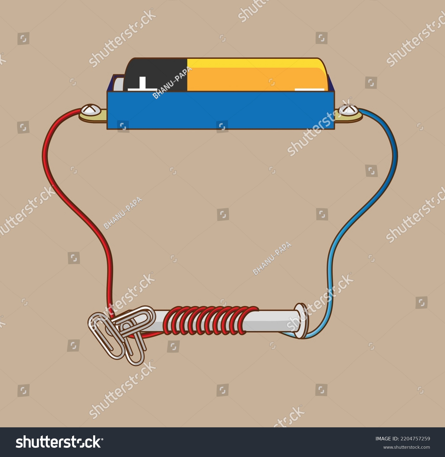 Electromagnet Magnetic Effects Series Circuit Basic Stock Vector ...