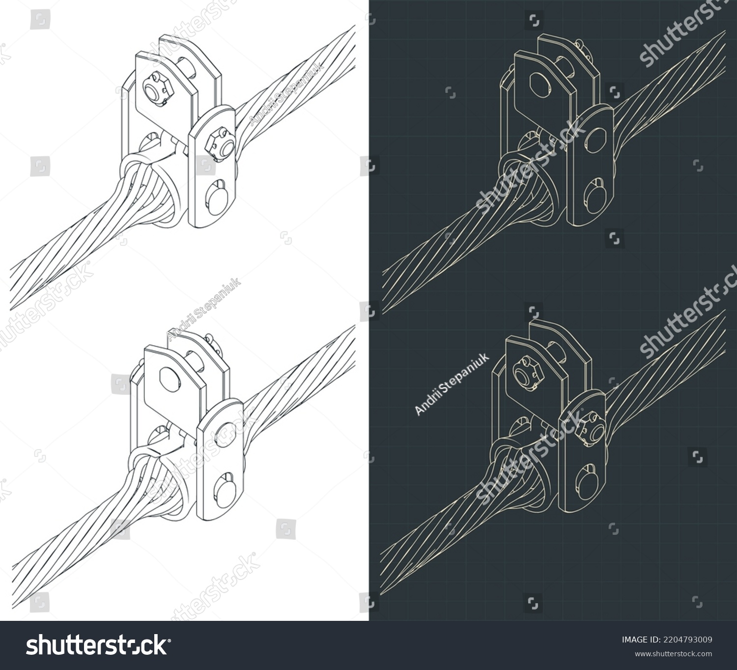 Stylized Vector Illustrations Isometric Blueprints Opgw Stock Vector ...