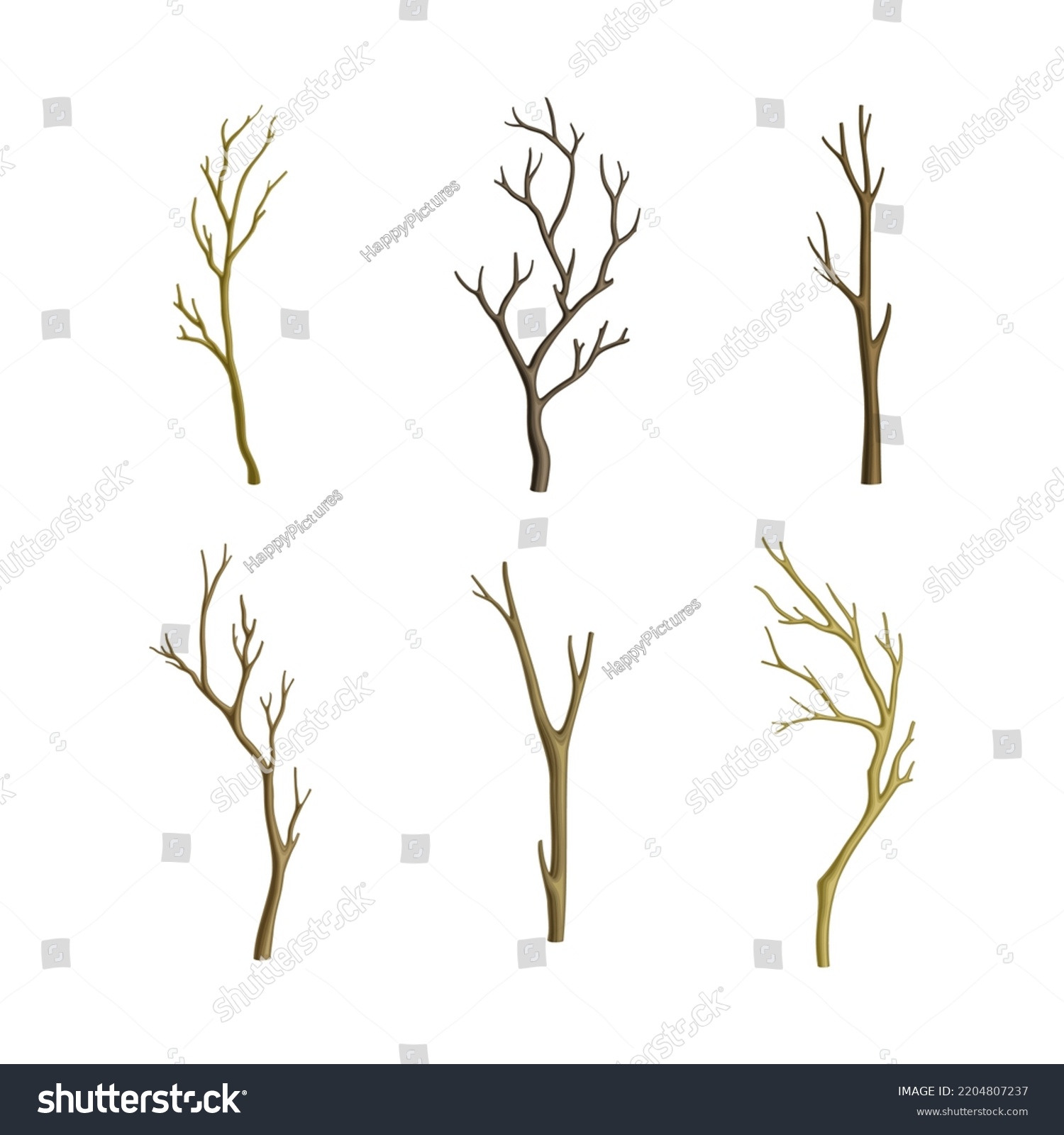 Bare Tree Branch Twigs Naked Stem Stock Vector Royalty Free Shutterstock