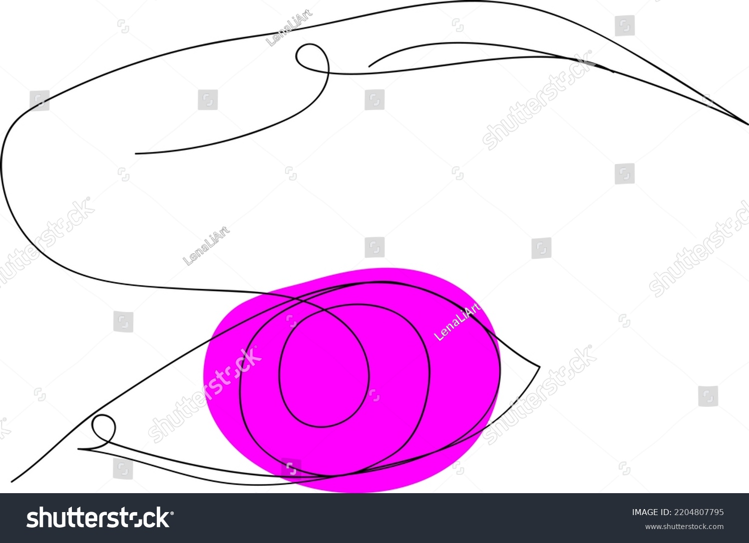 Pink Eye One Continuous Line Drawing Stock Vector (Royalty Free ...