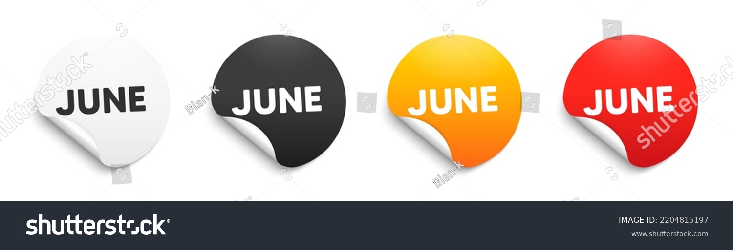 June Month Icon Round Sticker Badge Stock Vector Royalty Free