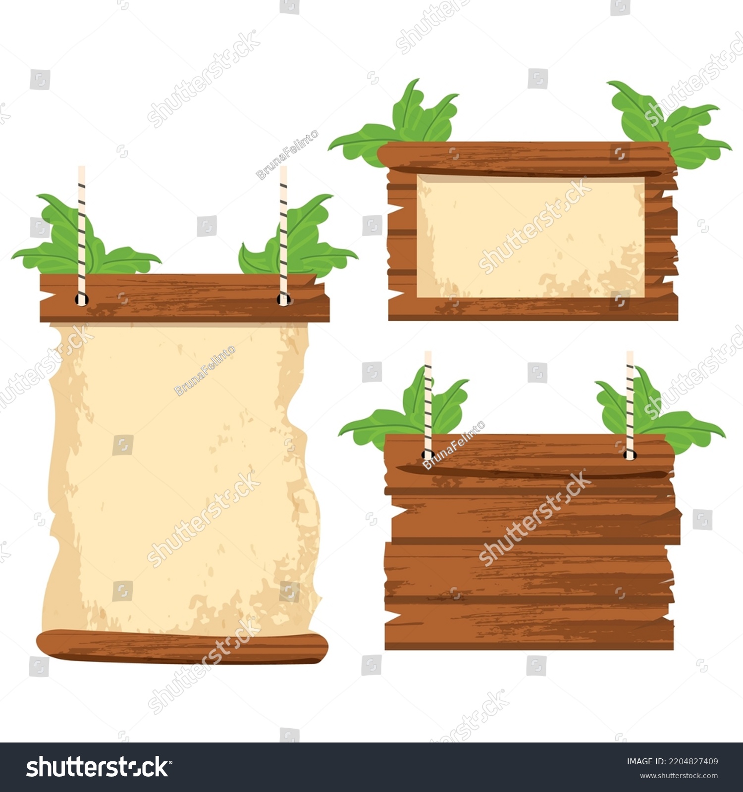 Jungle Frame Wooden Planks Old Paper Stock Vector (Royalty Free ...