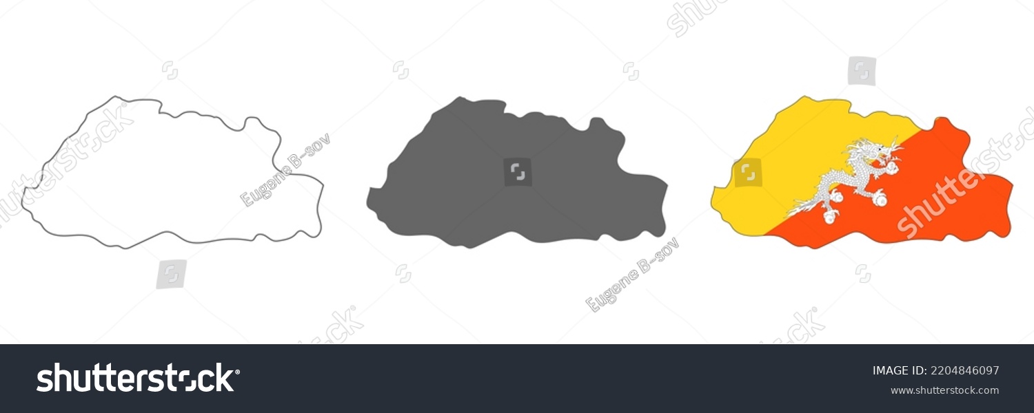 Highly Detailed Bhutan Map Borders Isolated Stock Vector Royalty Free   Stock Vector Highly Detailed Bhutan Map With Borders Isolated On Background 2204846097 