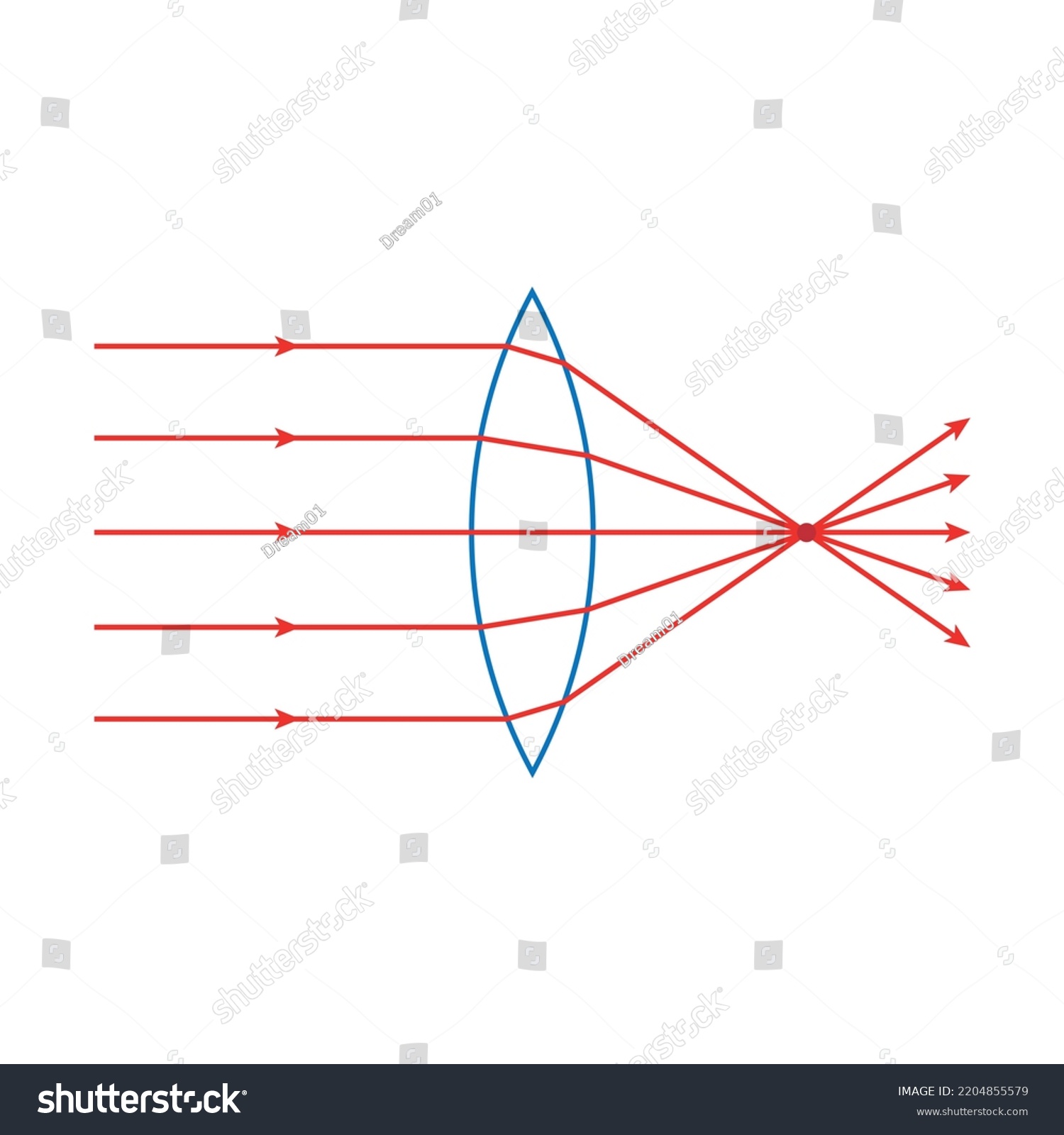 Convex Lens Schematic Diagram Optics Physics Stock Vector (Royalty Free ...