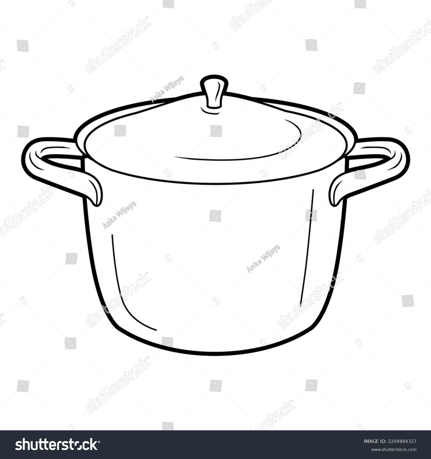 Vector Line Drawing Forming Cooking Pot Stock Vector (Royalty Free ...