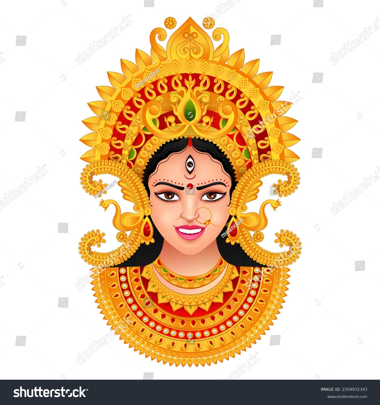 Face Goddess Durga Shubh Navratri Festival Stock Illustration ...