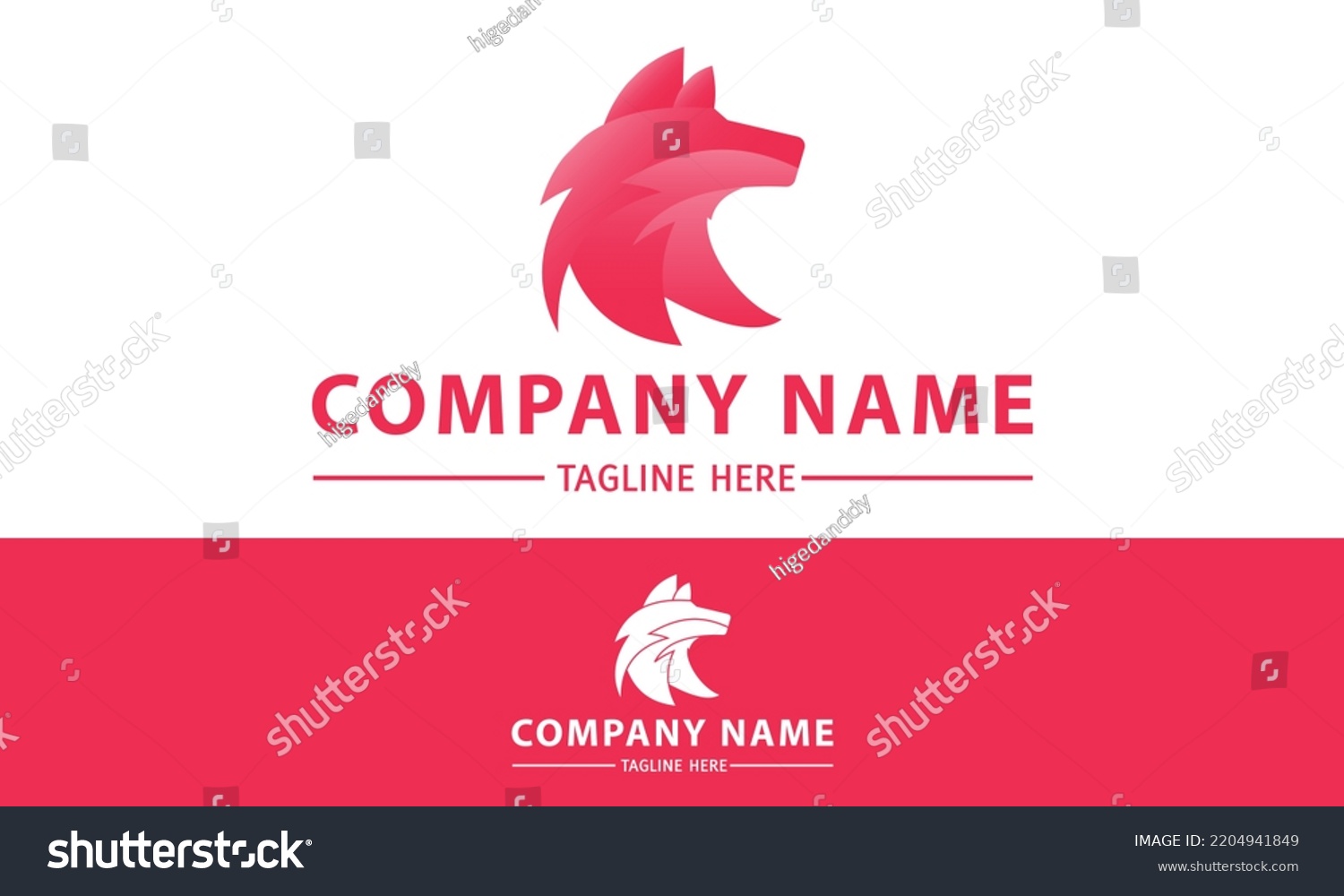 Red Color Fox Dog Head Logo Stock Vector (Royalty Free) 2204941849