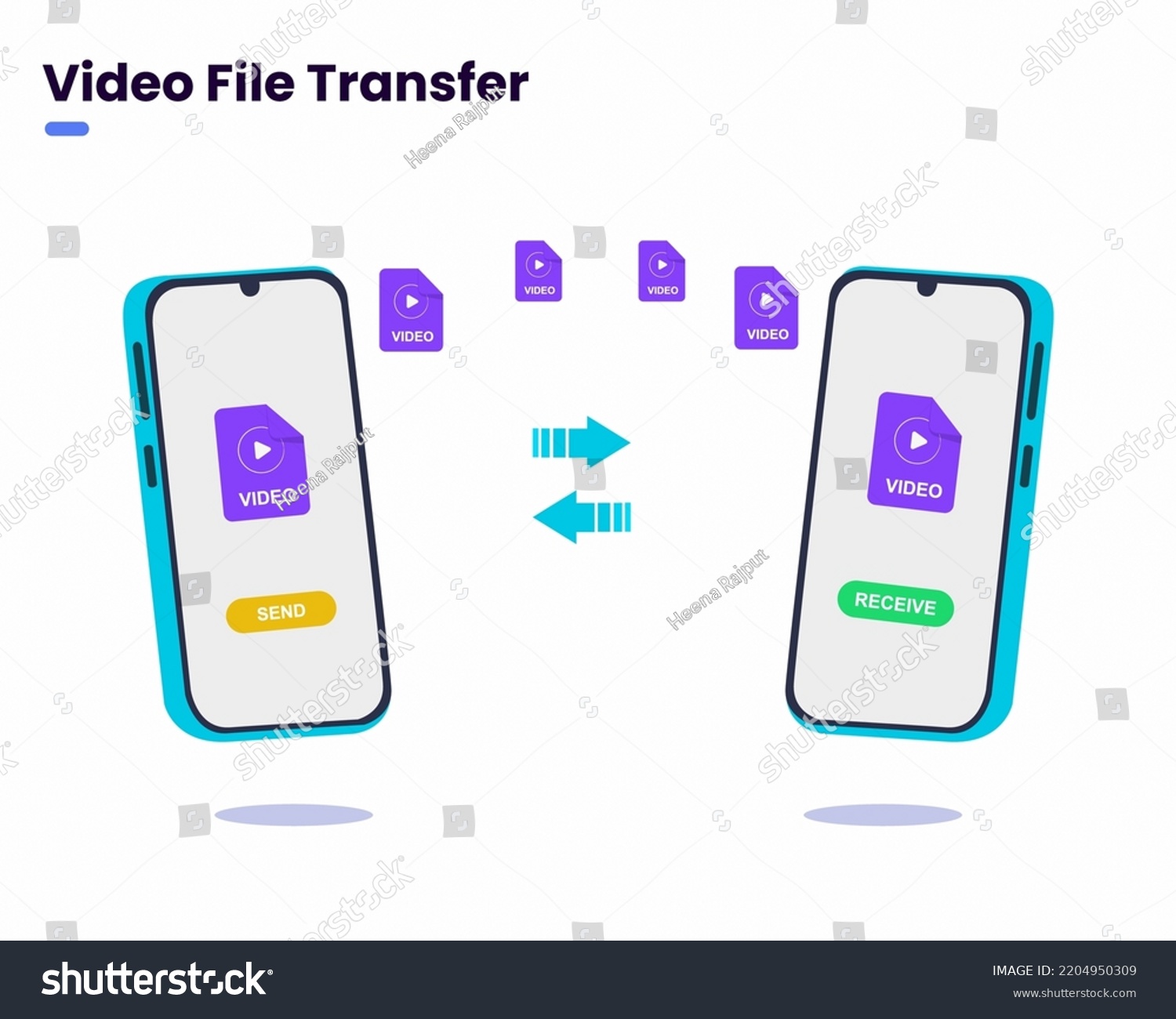 Sending Video File One Phone Another Stock Vector (Royalty Free