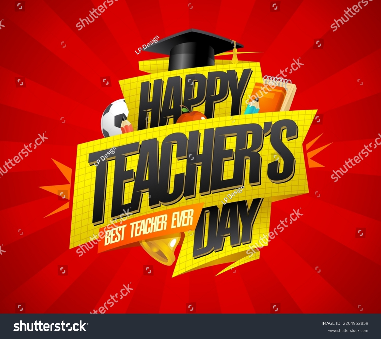 Happy Teachers Day Card Best Teacher Stock Vector Royalty Free