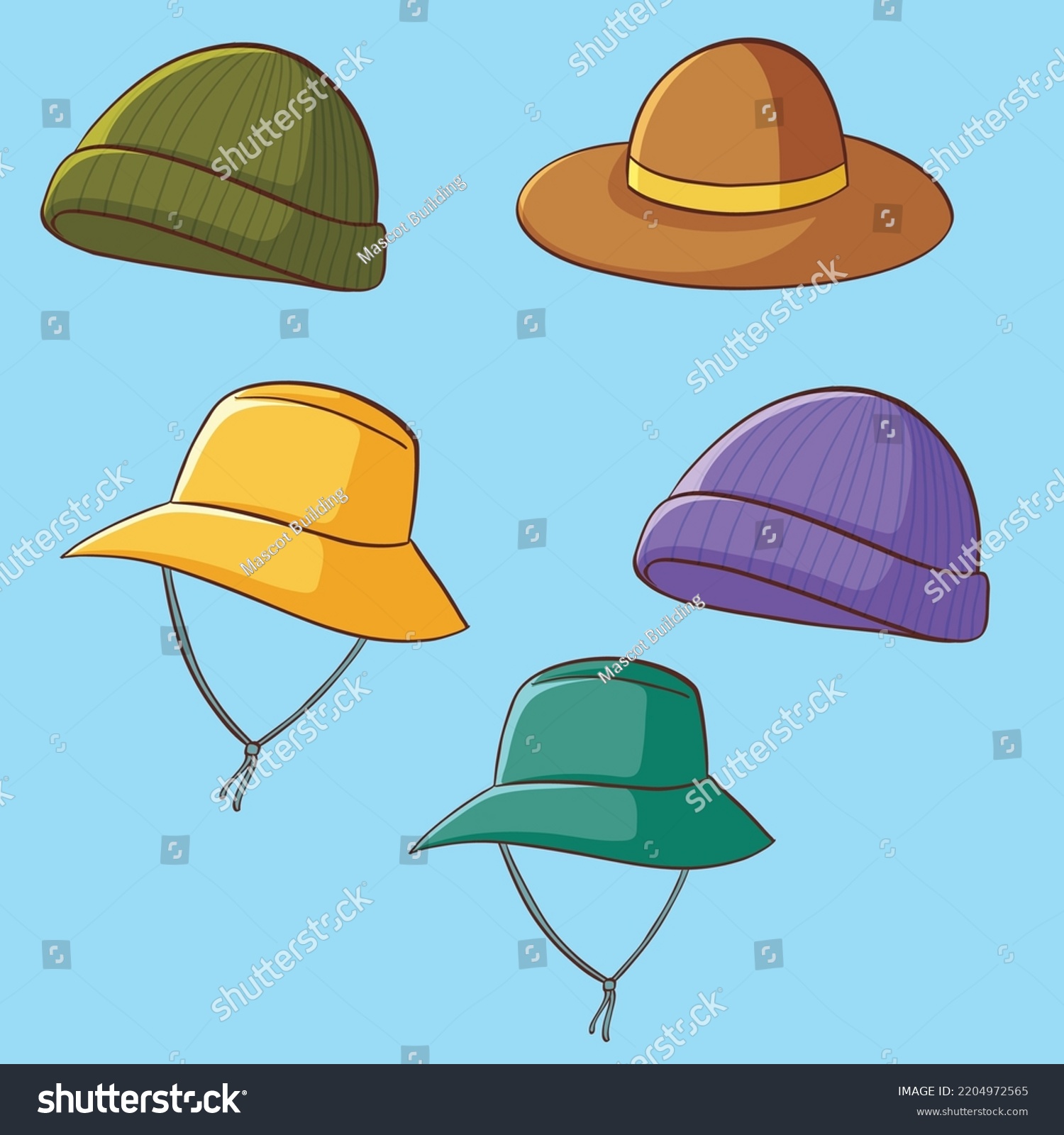 Set Isolated Hats Vector Cartoon Stock Vector (Royalty Free) 2204972565 ...