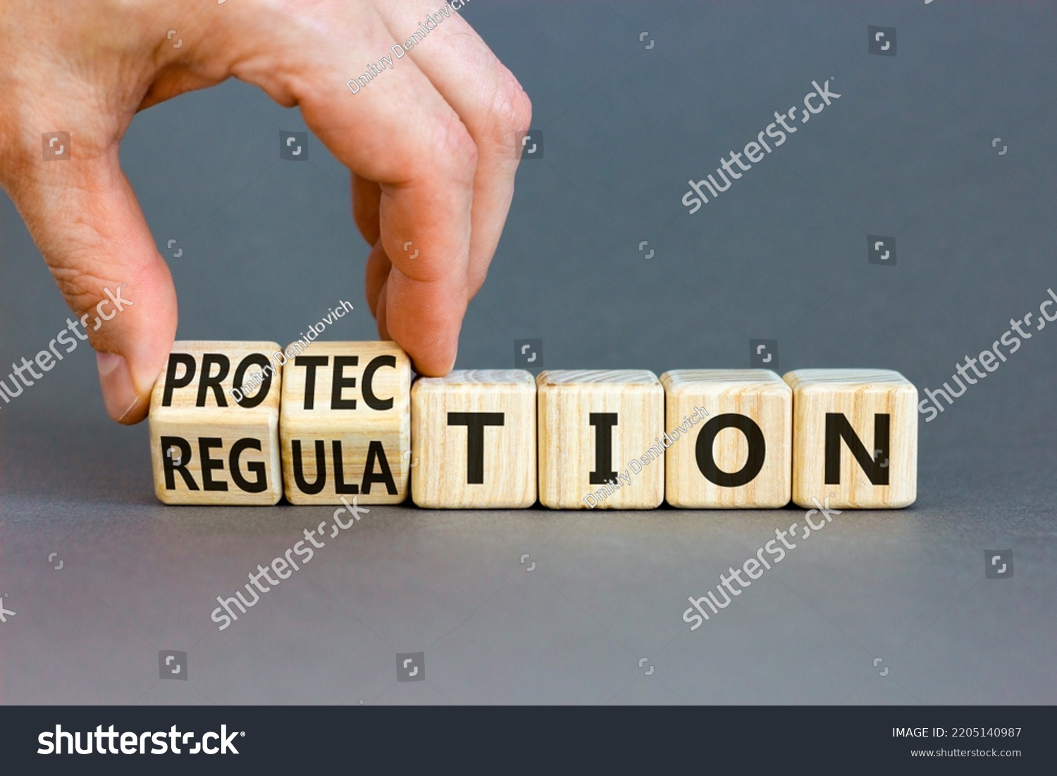 Protection Regulation Symbol Businessman Turns Cubes Stock Photo ...