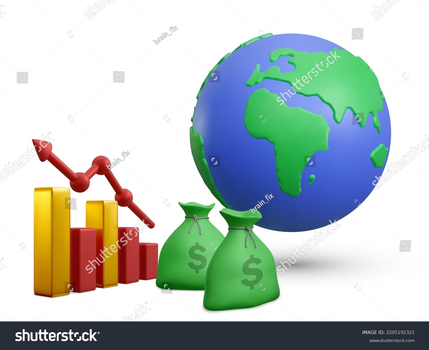 Realistic 3d Planet Earth Money Bags Stock Vector (Royalty Free ...