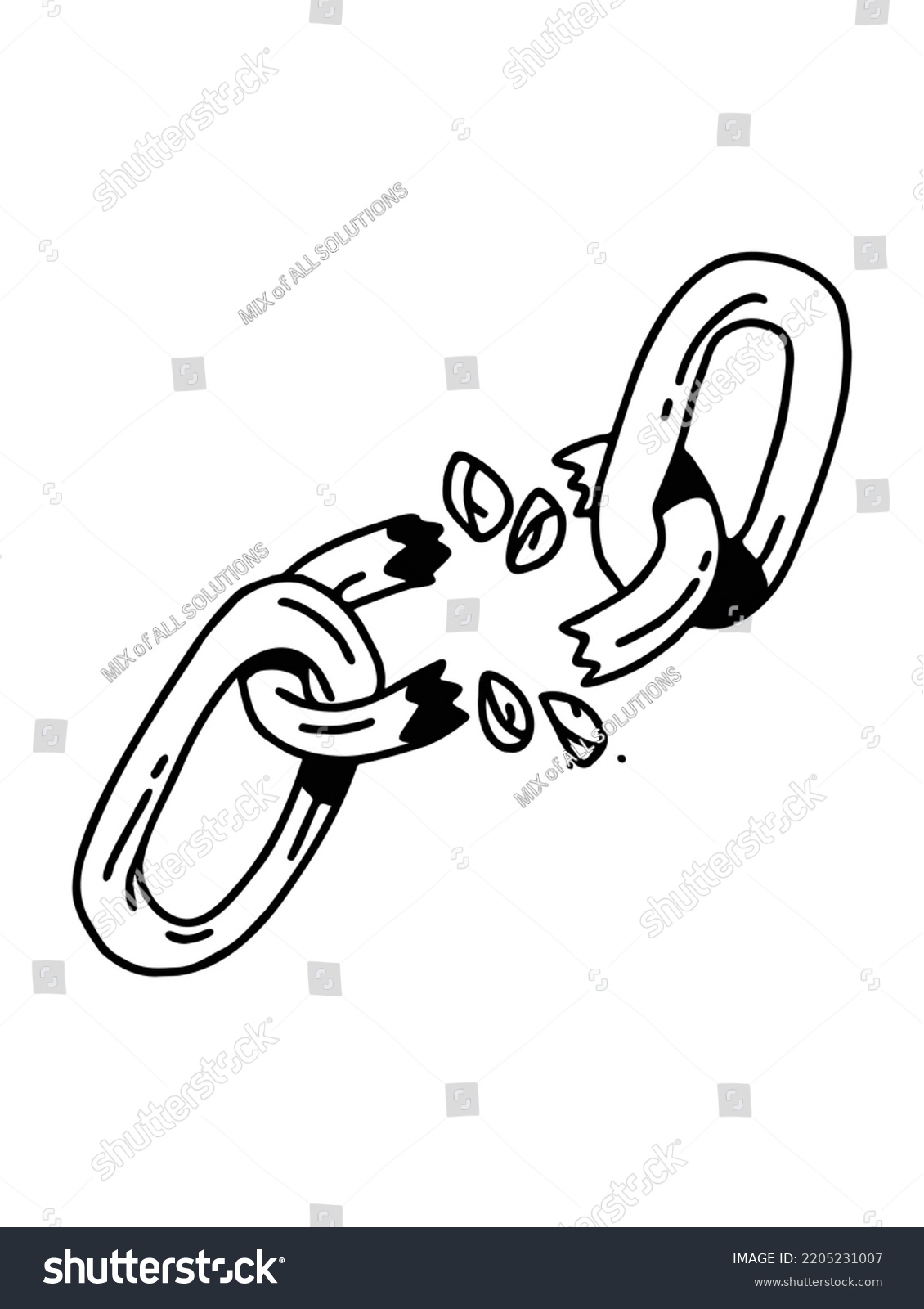 Broken Chain Black White Vector Illustration Stock Vector (Royalty Free ...