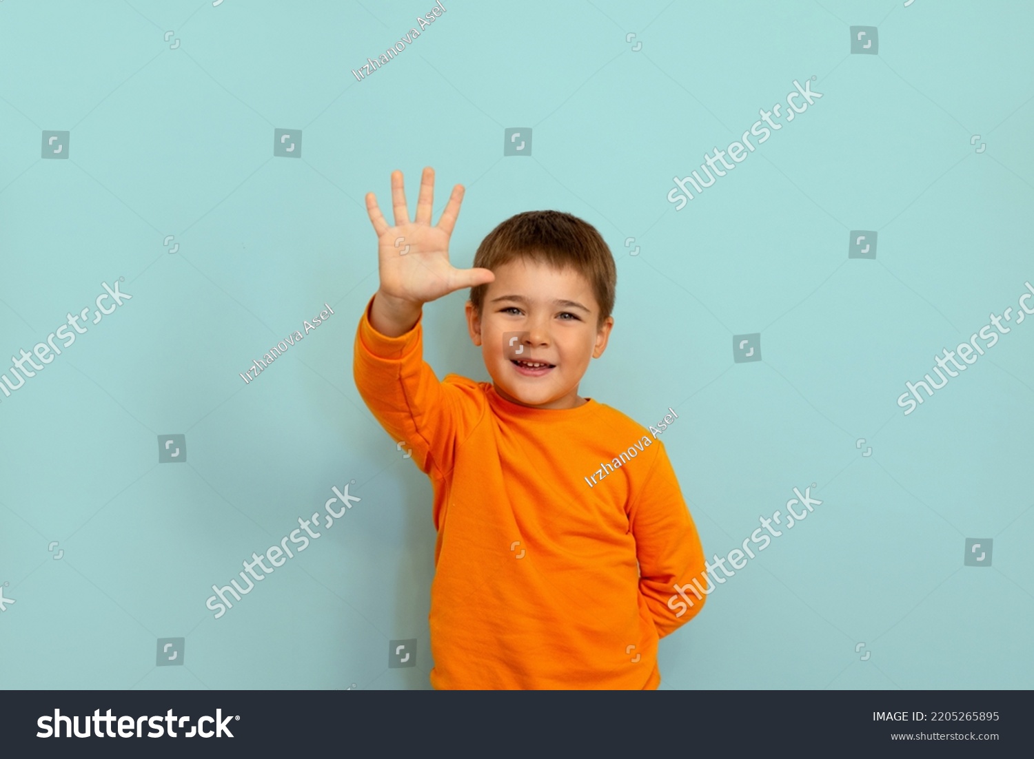 Child Boy Showing Five Fingers On Stock Photo 2205265895 Shutterstock