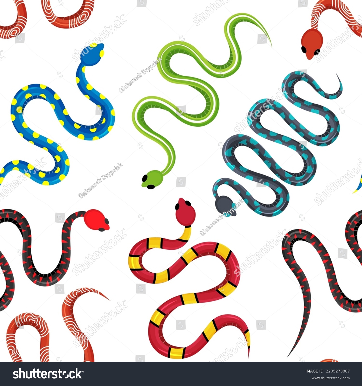 Colored Exotic Snakes Pattern Dangerous Snakes Stock Vector (Royalty ...