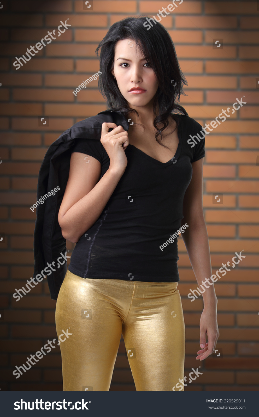 black shirt and golden pants