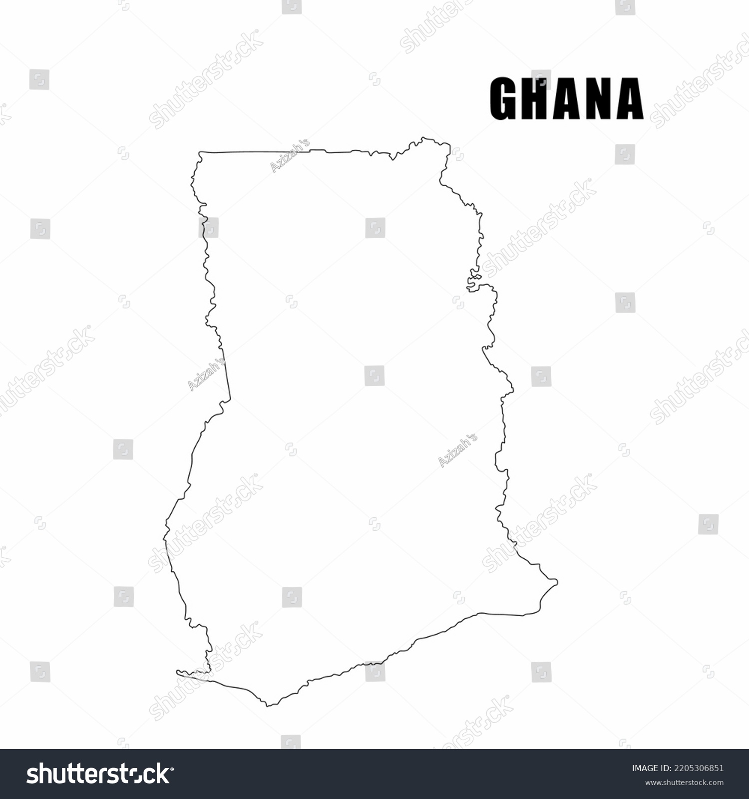 Vector Illustration Outline Map Ghana Highdetail Stock Vector (Royalty ...