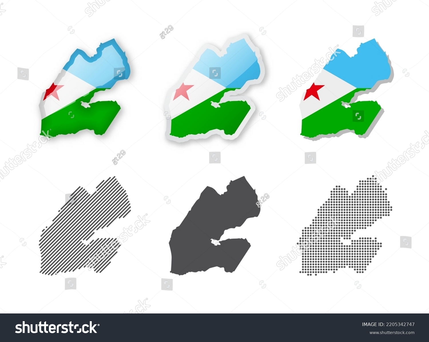 Djibouti Maps Collection Six Maps Different Stock Vector Royalty Free   Stock Vector Djibouti Maps Collection Six Maps Of Different Designs Set Of Vector Illustrations 2205342747 