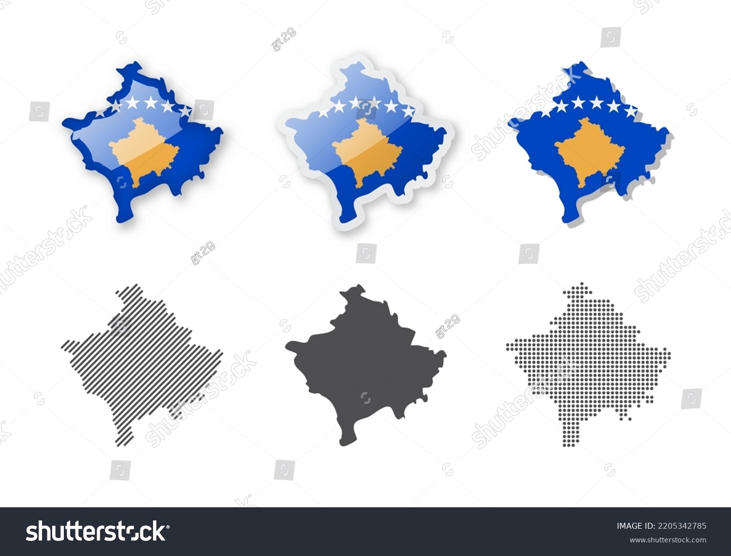 Kosovo Maps Collection Six Maps Different Stock Vector Royalty Free   Stock Vector Kosovo Maps Collection Six Maps Of Different Designs Set Of Vector Illustrations 2205342785 