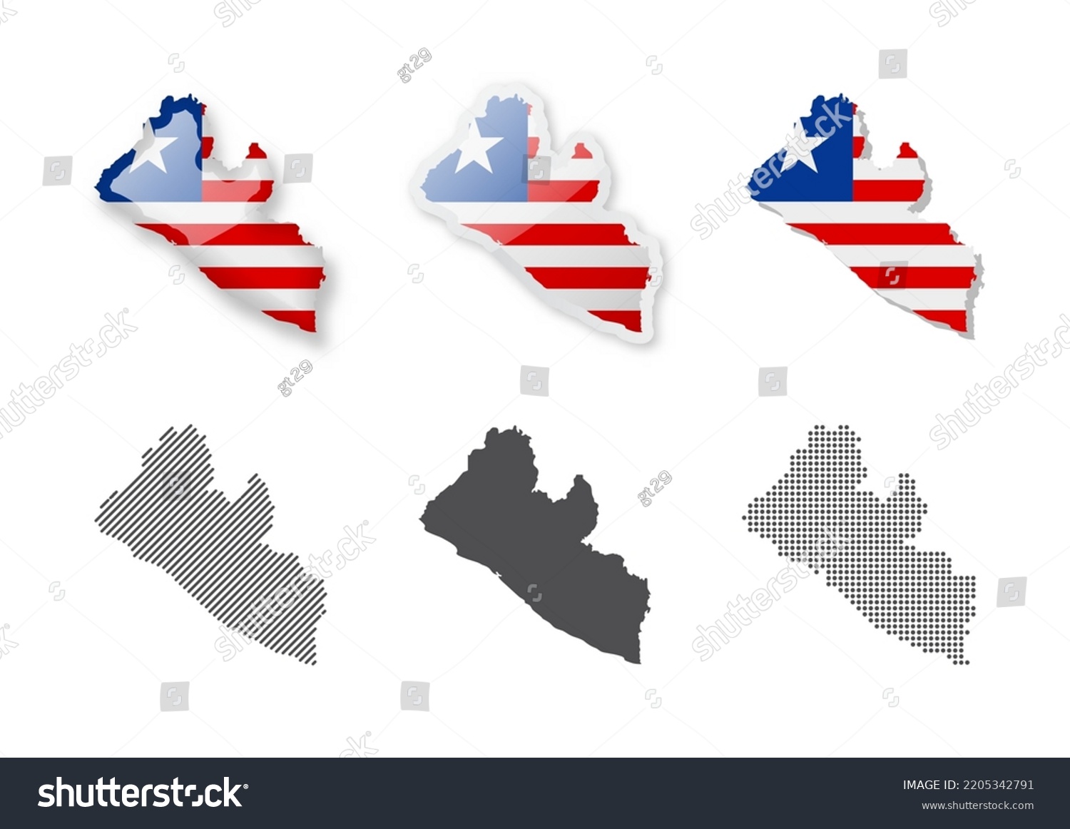 Liberia Maps Collection Six Maps Different Stock Vector Royalty Free   Stock Vector Liberia Maps Collection Six Maps Of Different Designs Set Of Vector Illustrations 2205342791 