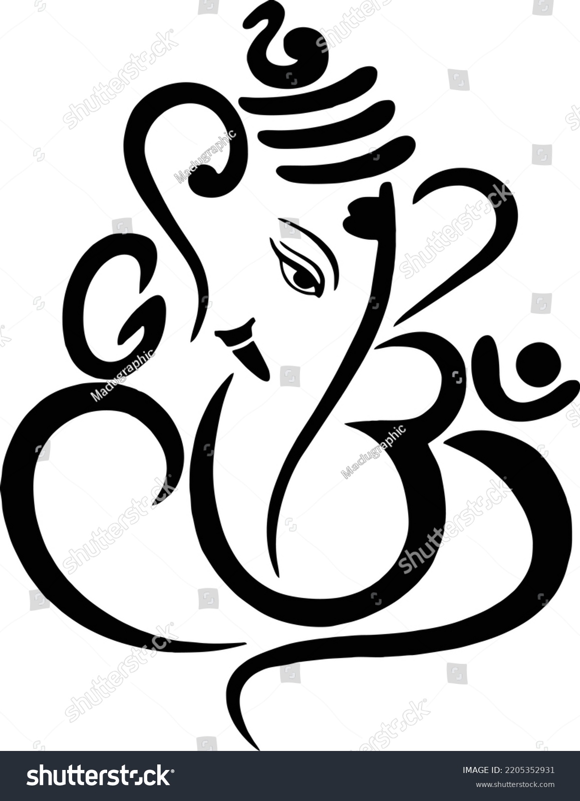 Ganesh Indian Lord God Vector Drawing Stock Vector (Royalty Free ...