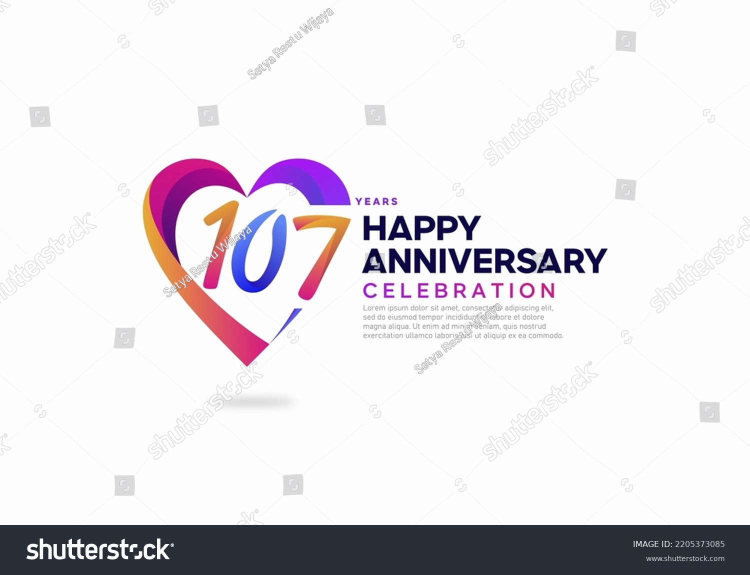 107 Years Anniversary Logo Icon Design Stock Vector (Royalty Free ...