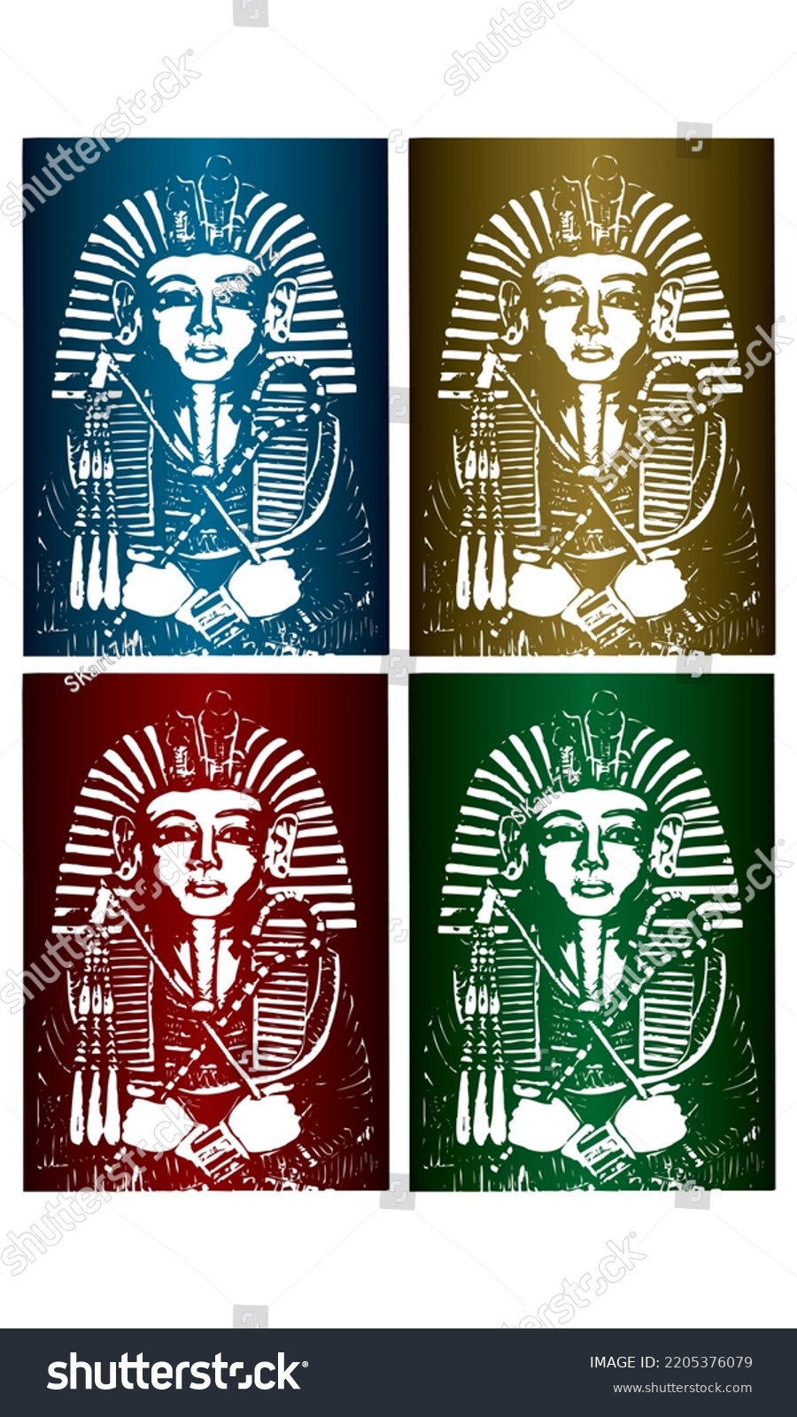 Portrait King Tutankhamun Vector Illustration Burial Stock Vector