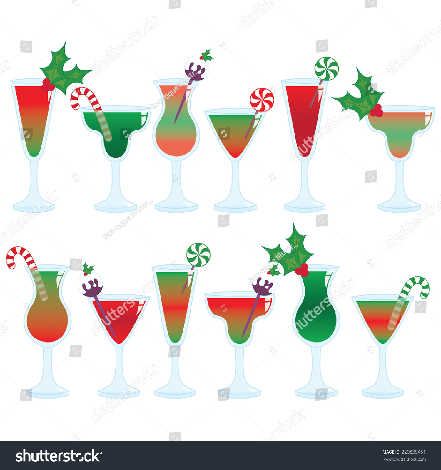 Christmas Cocktails Vector Clip Art Set Stock Vector (Royalty Free) 2205394...