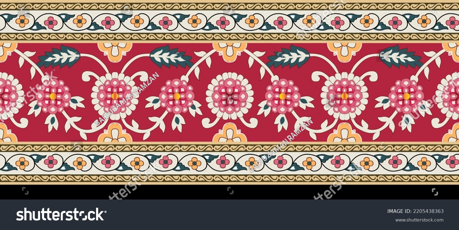 Indian Design Print Mughal Graphic Less Stock Illustration 2205438363 ...