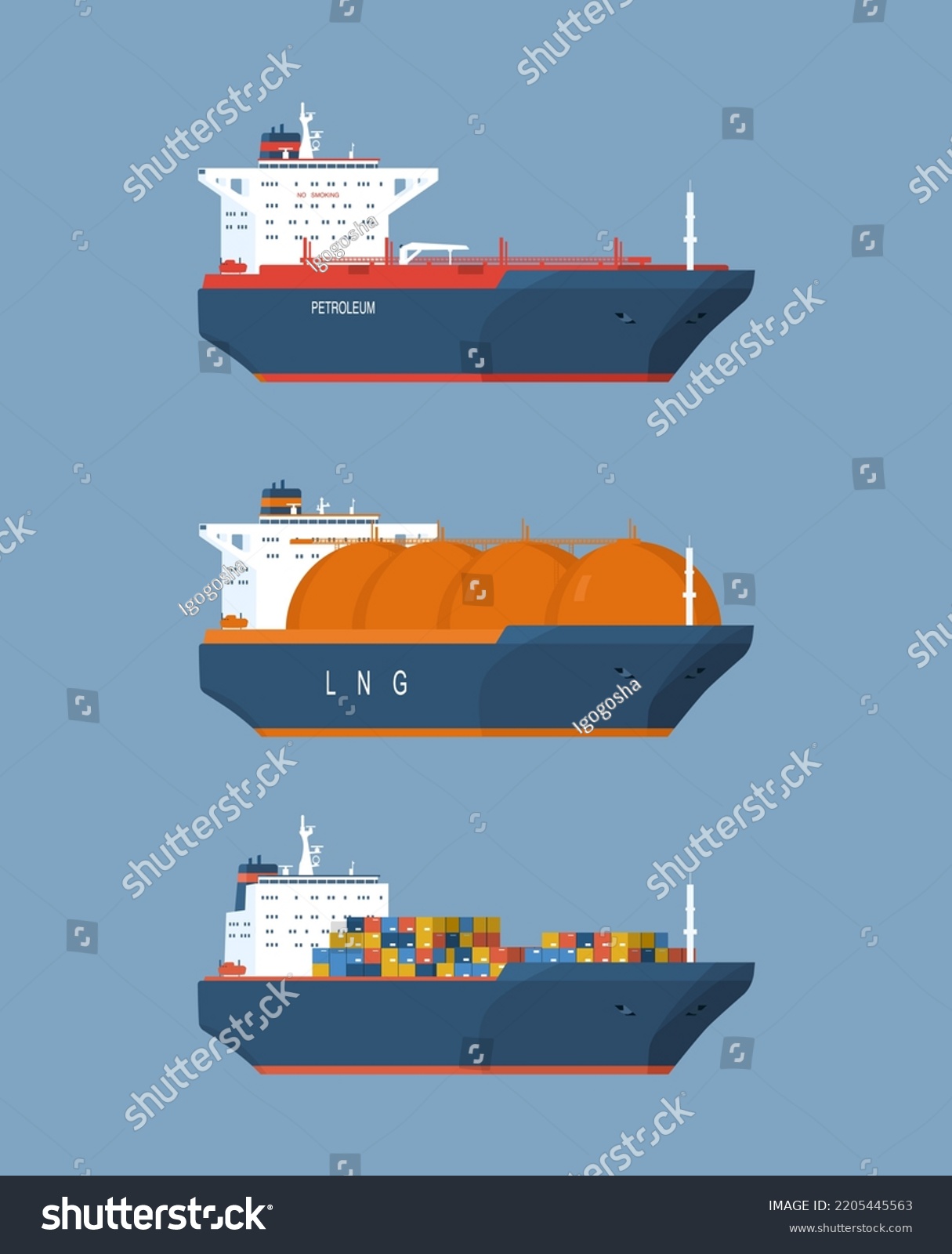 Cargo Ships Set Vector Illustration Stock Vector (Royalty Free ...