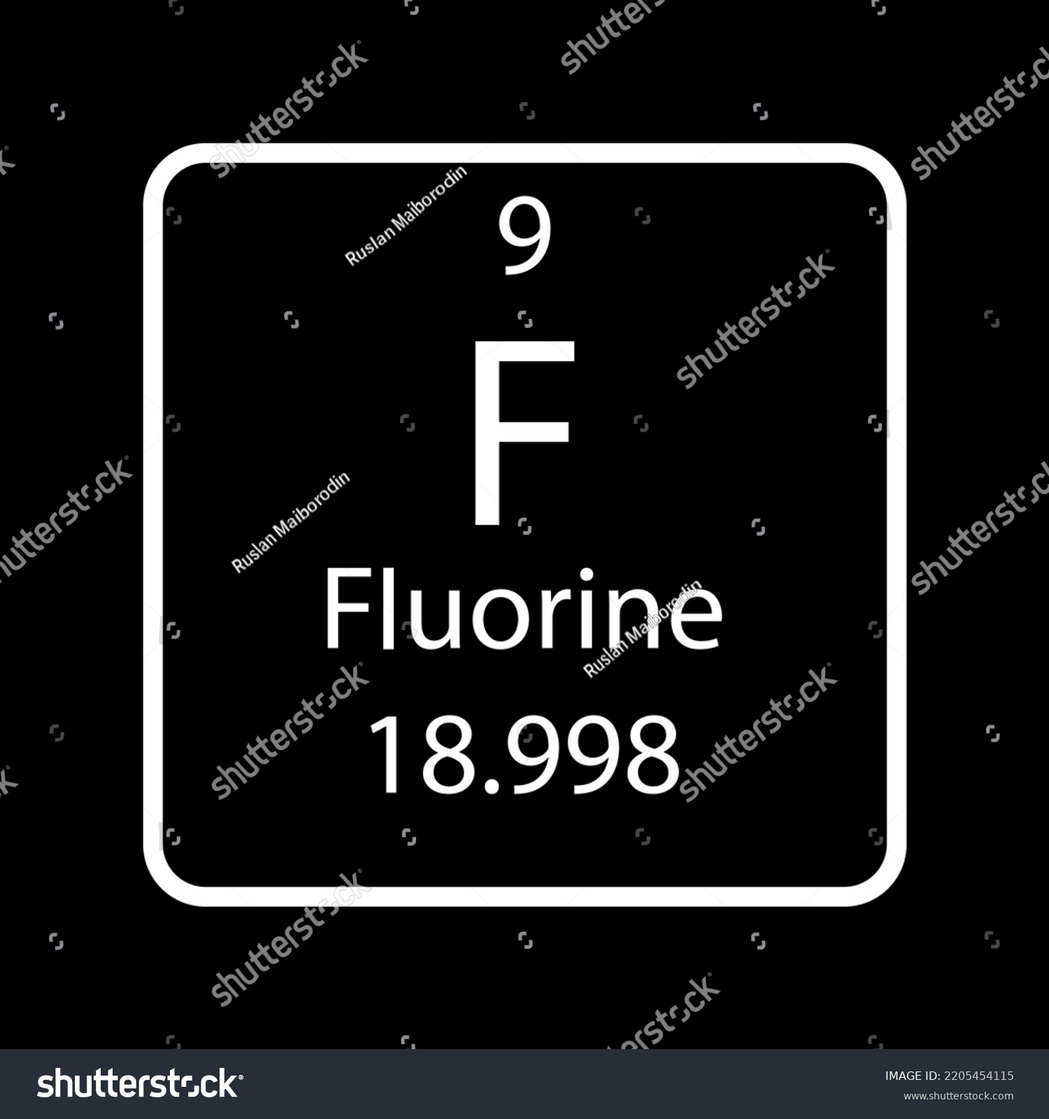 Fluorine Symbol Chemical Element Periodic Table Stock Vector Royalty Free 2205454115 0126