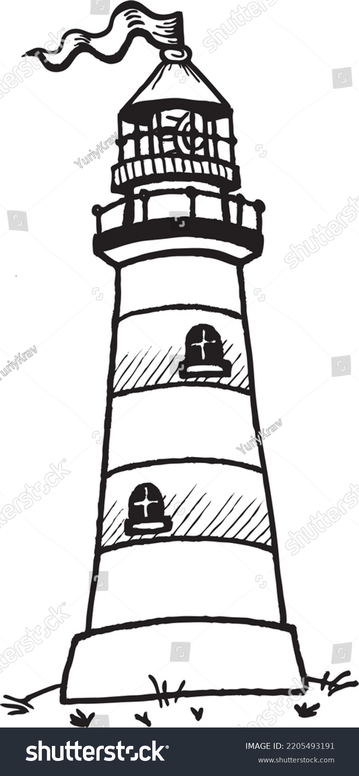 Sea Lighthouse Tower Vector Drawing Stock Vector (Royalty Free ...