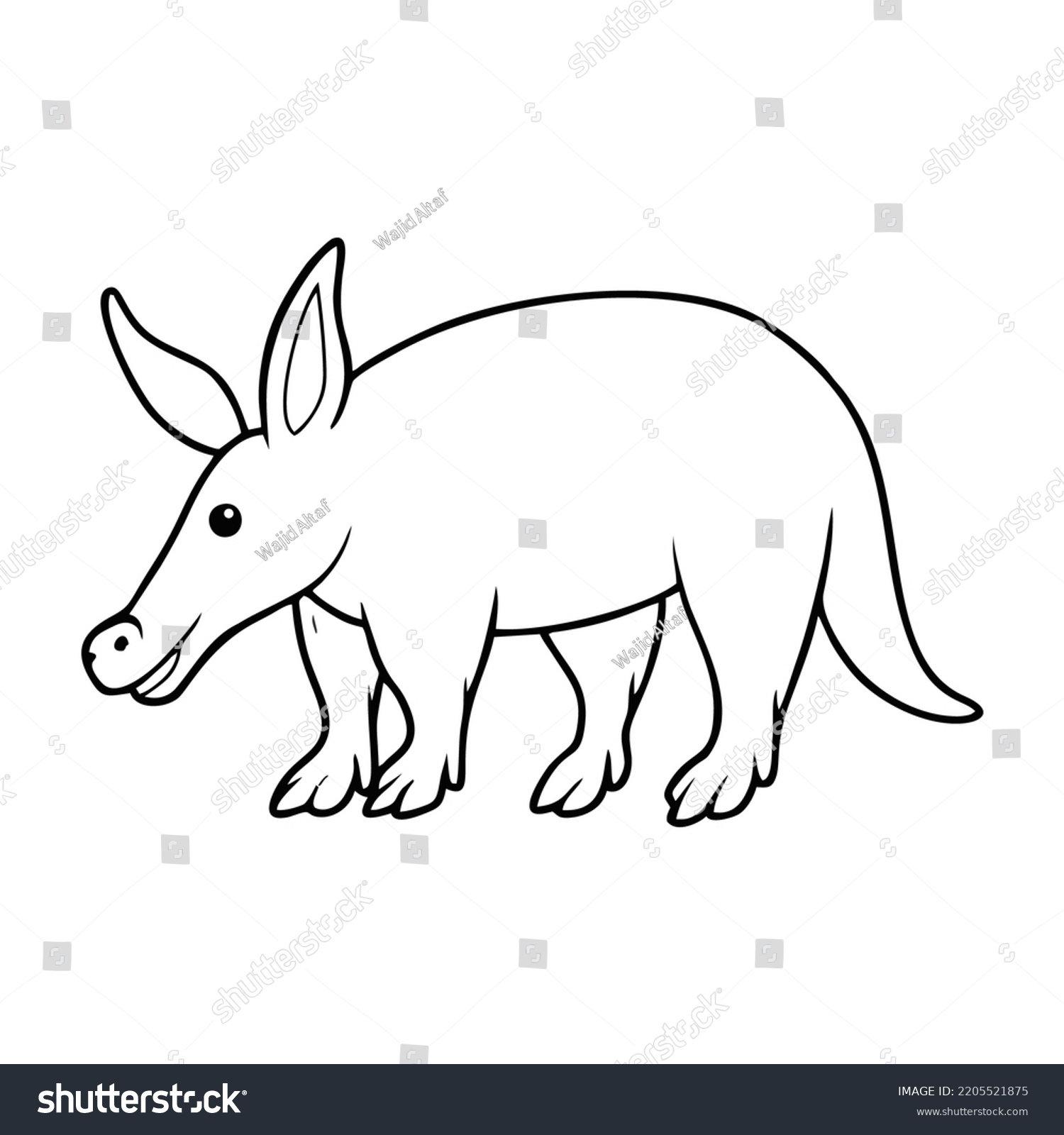 Aardvark Coloring Page Kids Stock Vector (Royalty Free) 2205521875