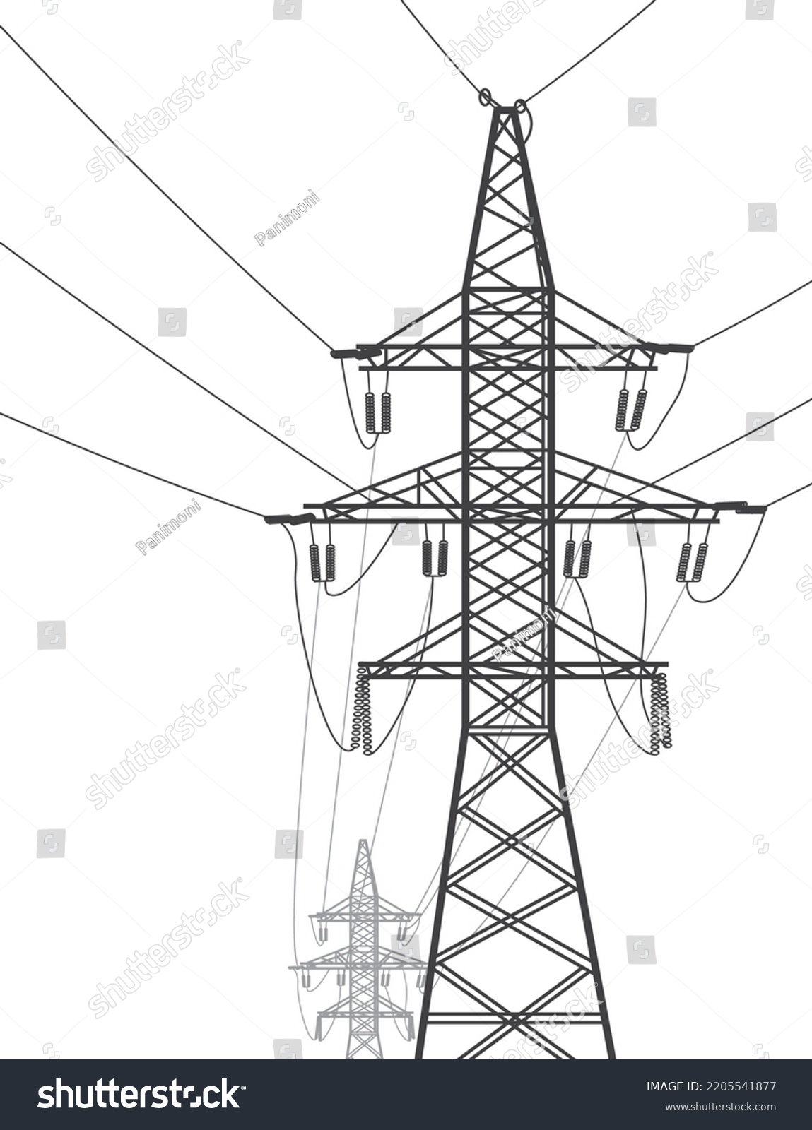 High Voltage Transmission Systems Electric Pole Stock Vector (Royalty ...