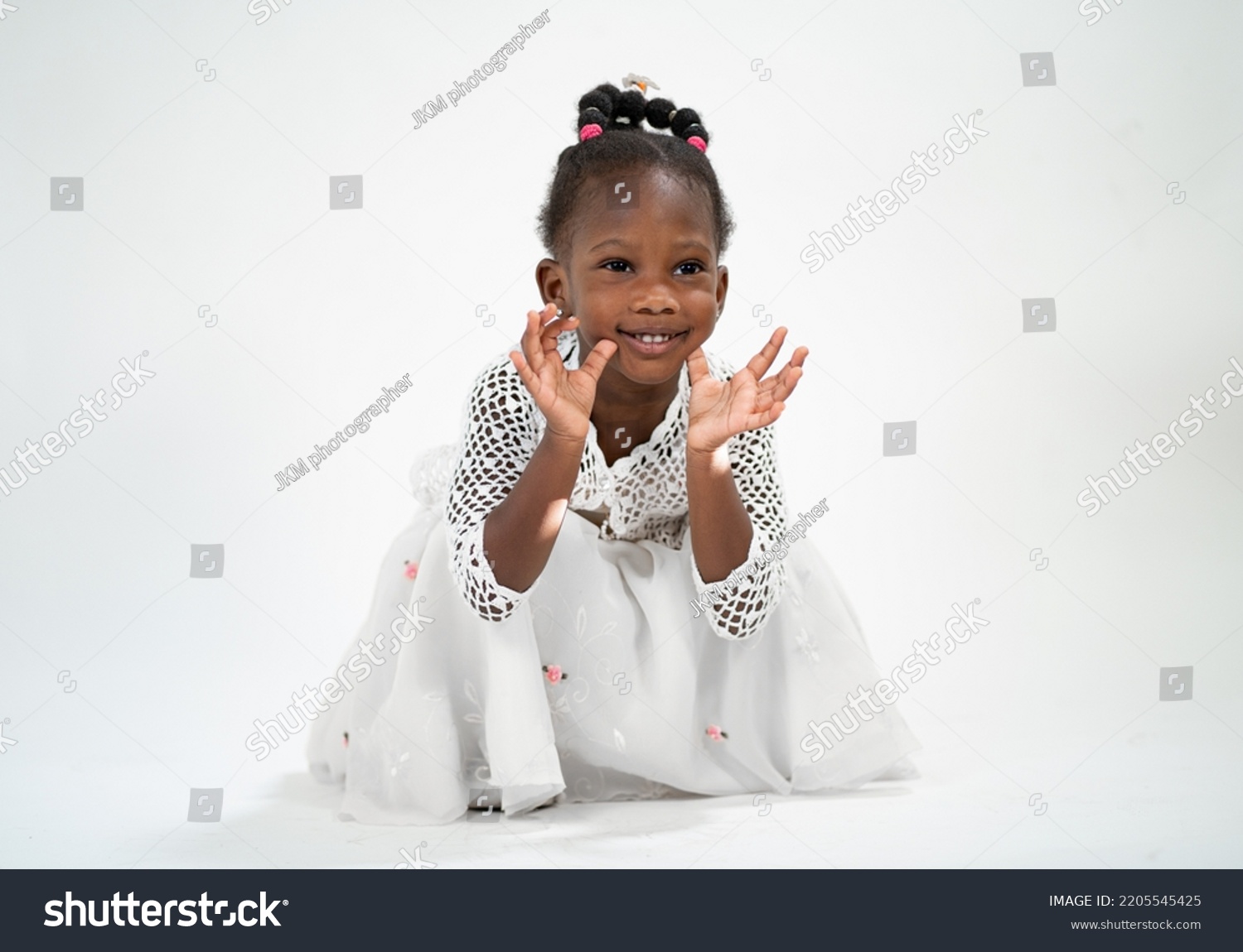 Beautiful Little Black Girl Isolated White Stock Photo 2205545425 ...