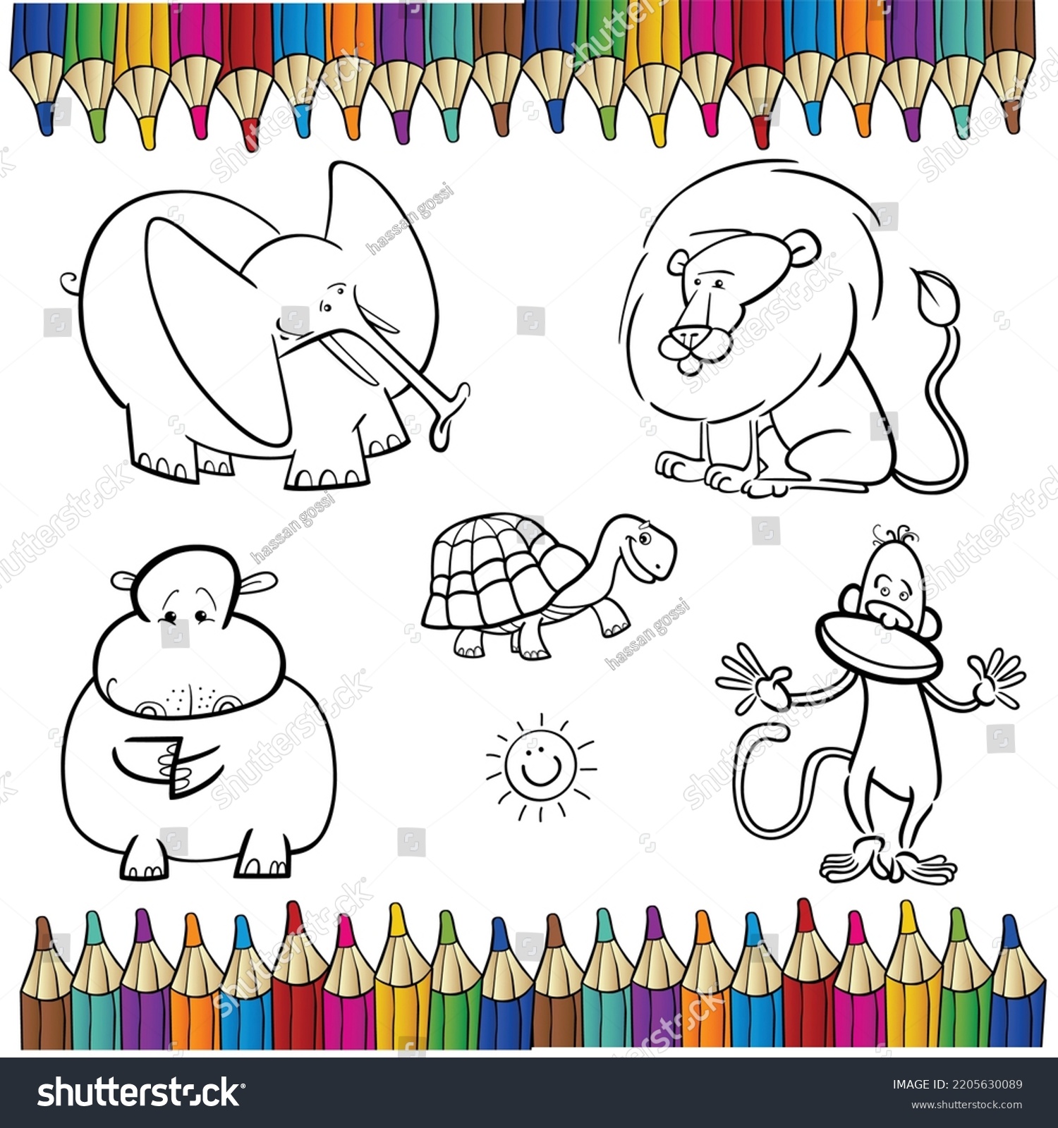 Coloring Drawings Book Vector Stock Vector (Royalty Free) 2205630089