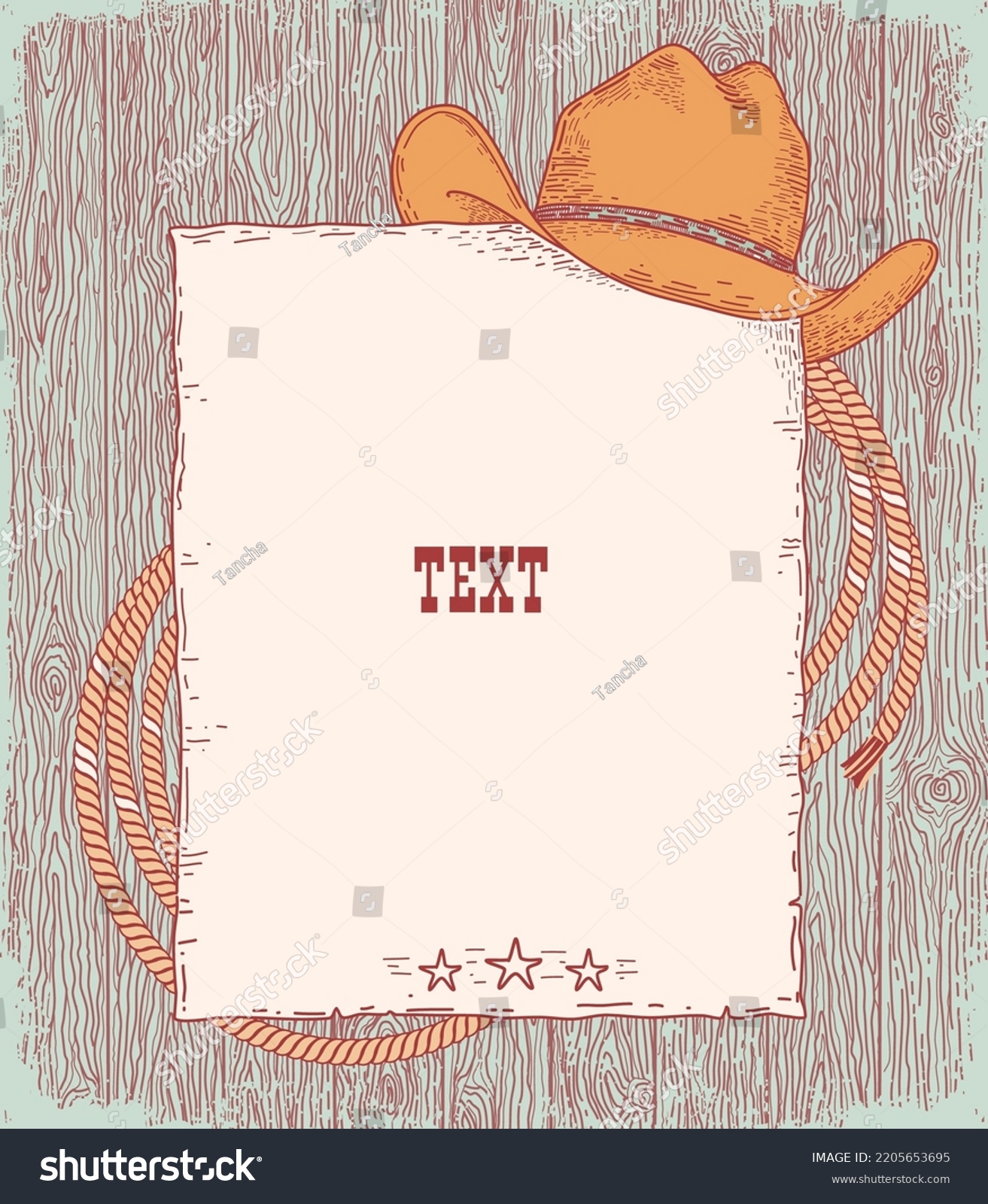 Cowboy Background Text Vector Hand Drawn Stock Vector (Royalty Free ...